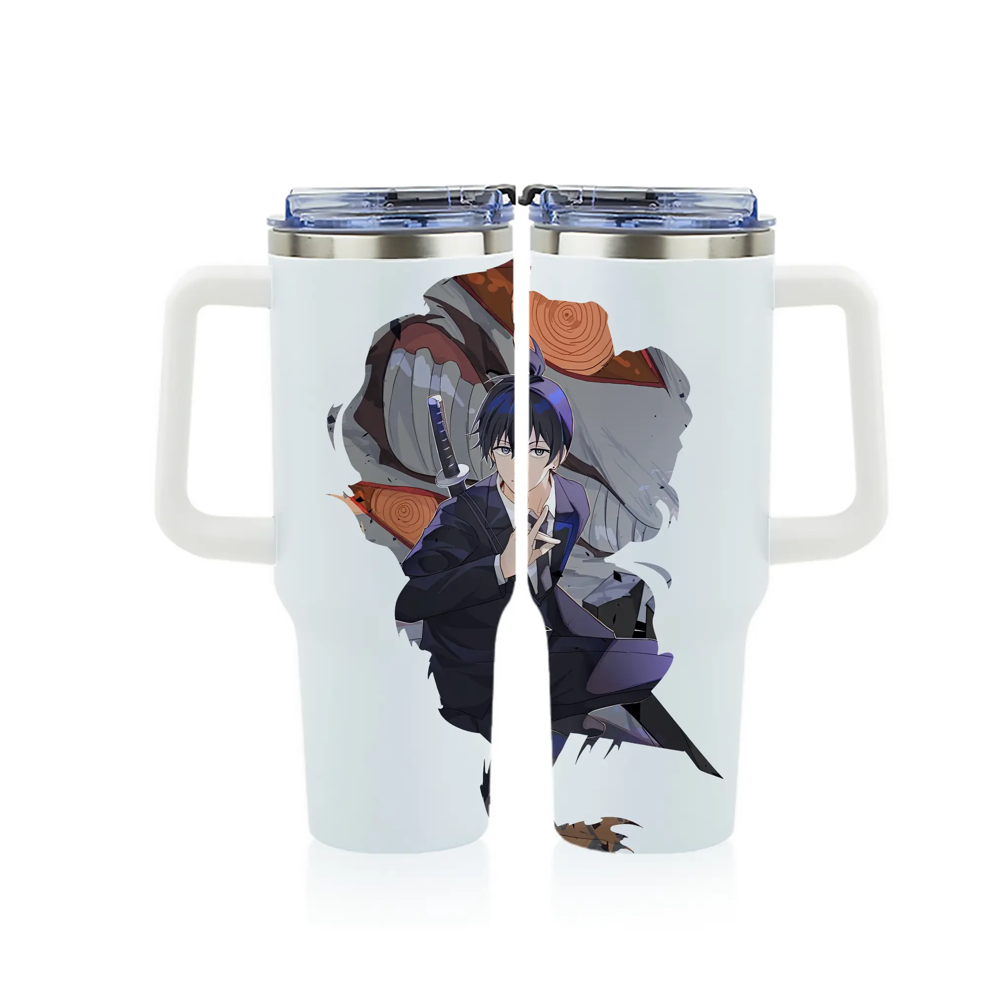 チェンソーマン グッズ,早川アキ - 1200mL フルプリント車用タンブラー ・ 304ステンレス 内側 ・ 201ステンレス 外側 ・ 保温 保冷 ・ 通勤 ドライブ アウトドア用