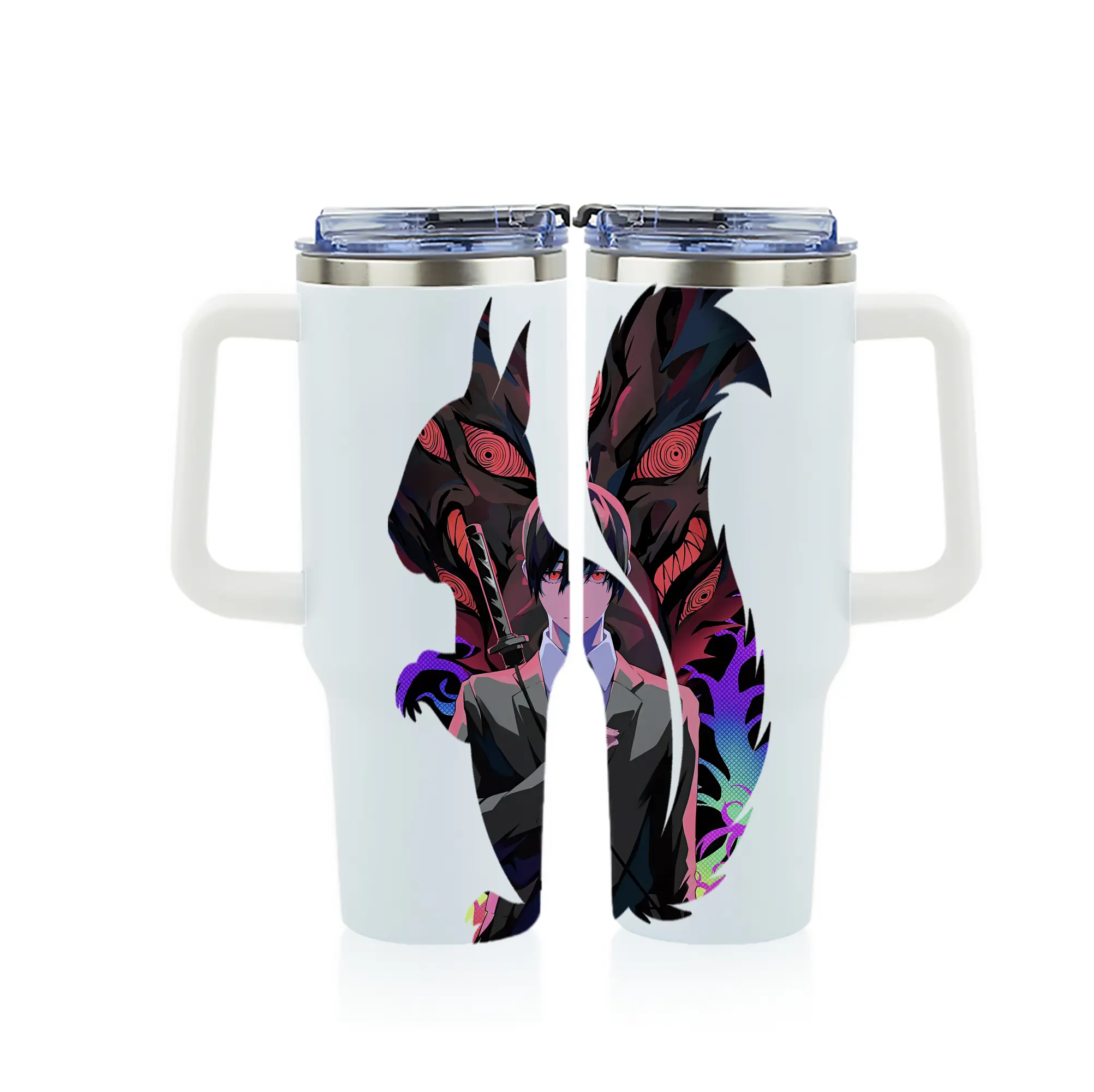 チェンソーマン グッズ,早川アキ - 1200mL フルプリント車用タンブラー ・ 304ステンレス 内側 ・ 201ステンレス 外側 ・ 保温 保冷 ・ 通勤 ドライブ アウトドア用