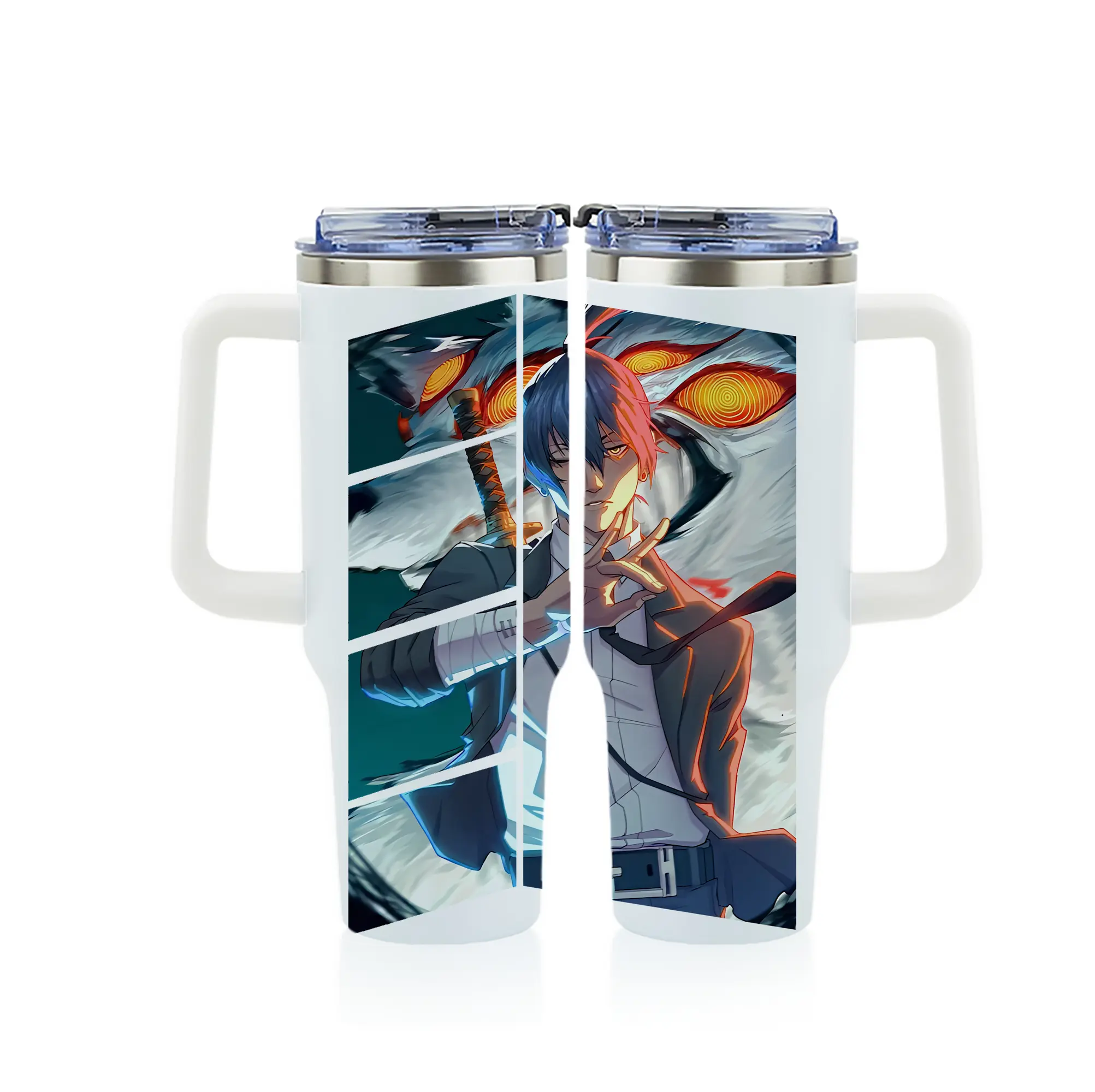 チェンソーマン グッズ,早川アキ - 1200mL フルプリント車用タンブラー ・ 304ステンレス 内側 ・ 201ステンレス 外側 ・ 保温 保冷 ・ 通勤 ドライブ アウトドア用