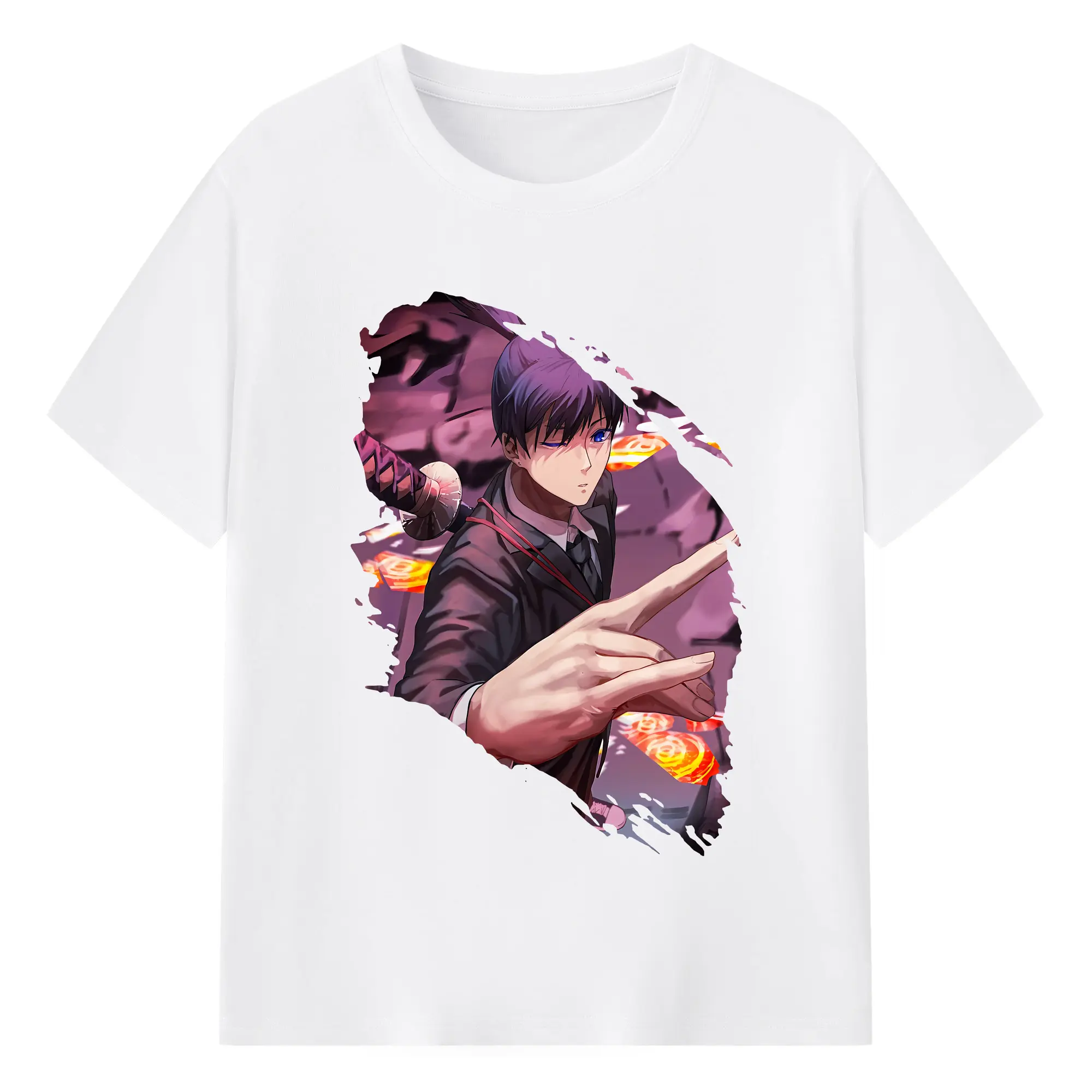 チェンソーマン グッズ,早川アキ - 綿100％ 半袖Tシャツ ・ フロントプリント ・ 快適 通気性 ・ 日常使い 散歩 スポーツ用