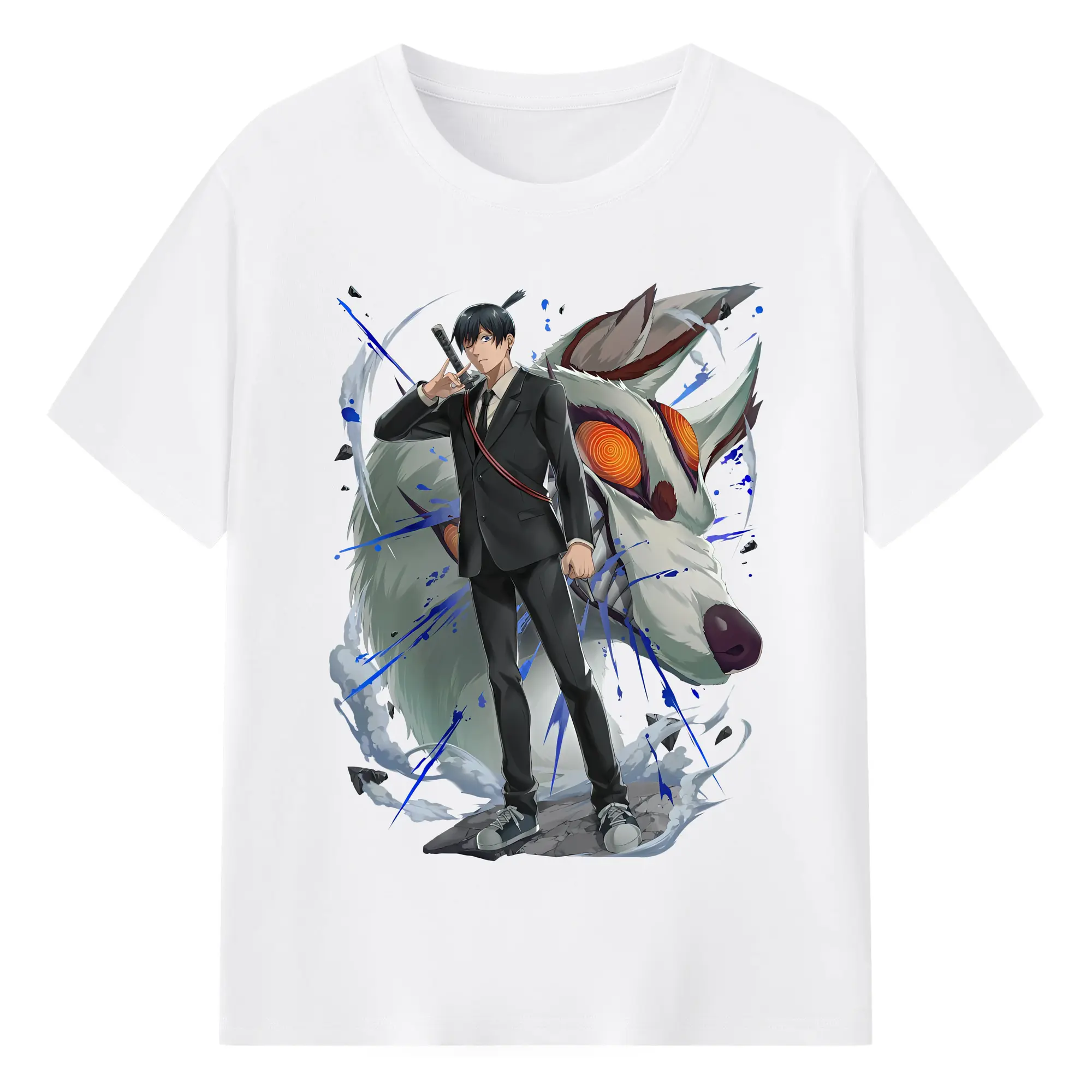 チェンソーマン グッズ,早川アキ - 綿100％ 半袖Tシャツ ・ フロントプリント ・ 快適 通気性 ・ 日常使い 散歩 スポーツ用