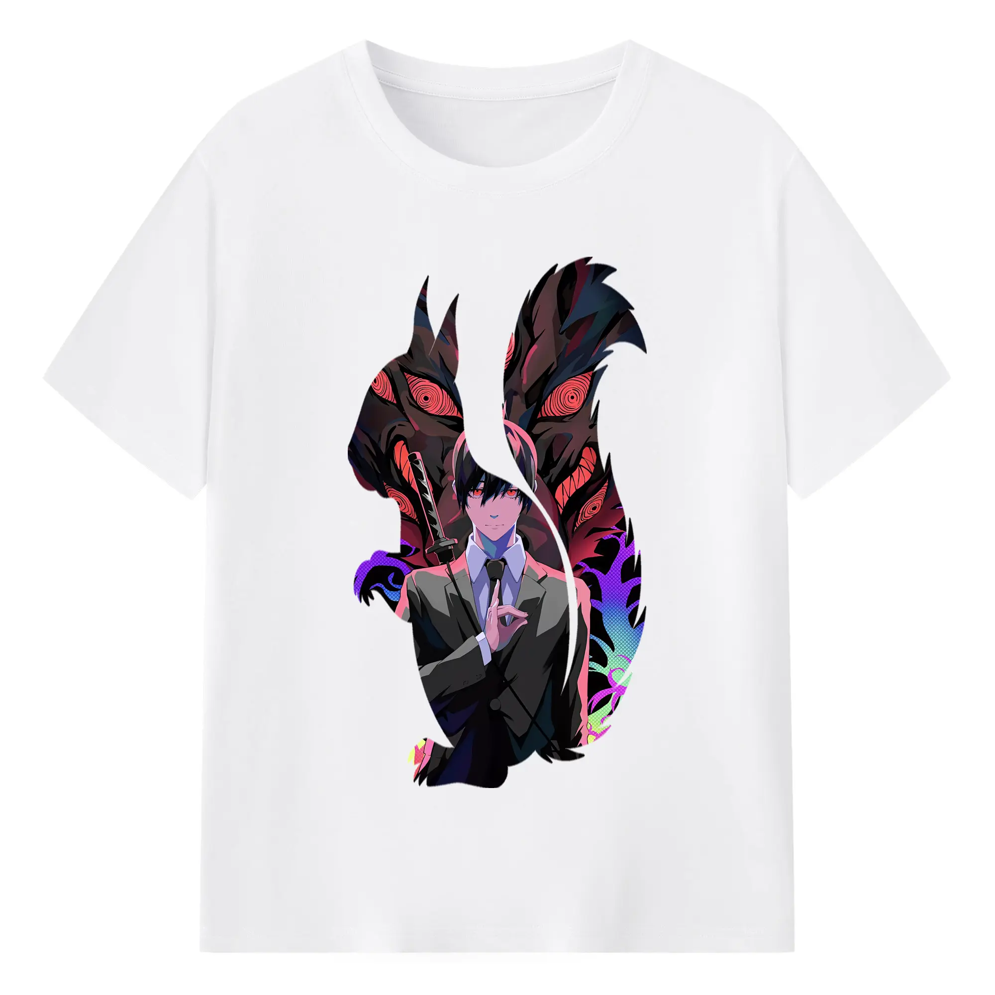 チェンソーマン グッズ,早川アキ - 綿100％ 半袖Tシャツ ・ フロントプリント ・ 快適 通気性 ・ 日常使い 散歩 スポーツ用