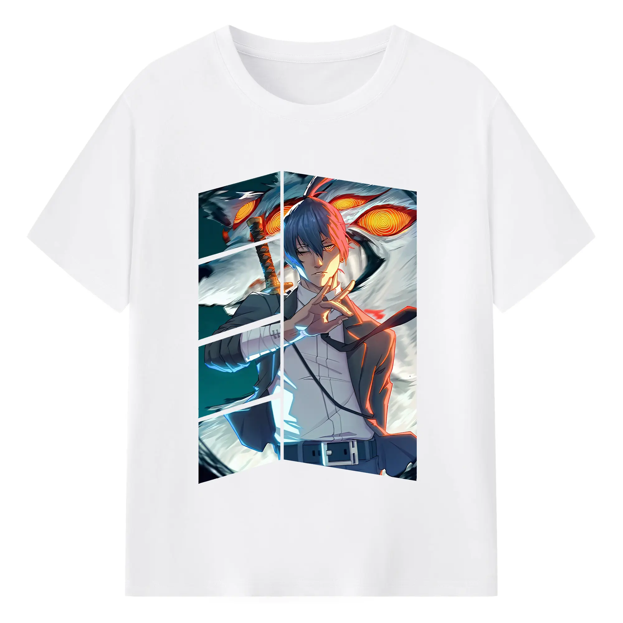 チェンソーマン グッズ,早川アキ - 綿100％ 半袖Tシャツ ・ フロントプリント ・ 快適 通気性 ・ 日常使い 散歩 スポーツ用