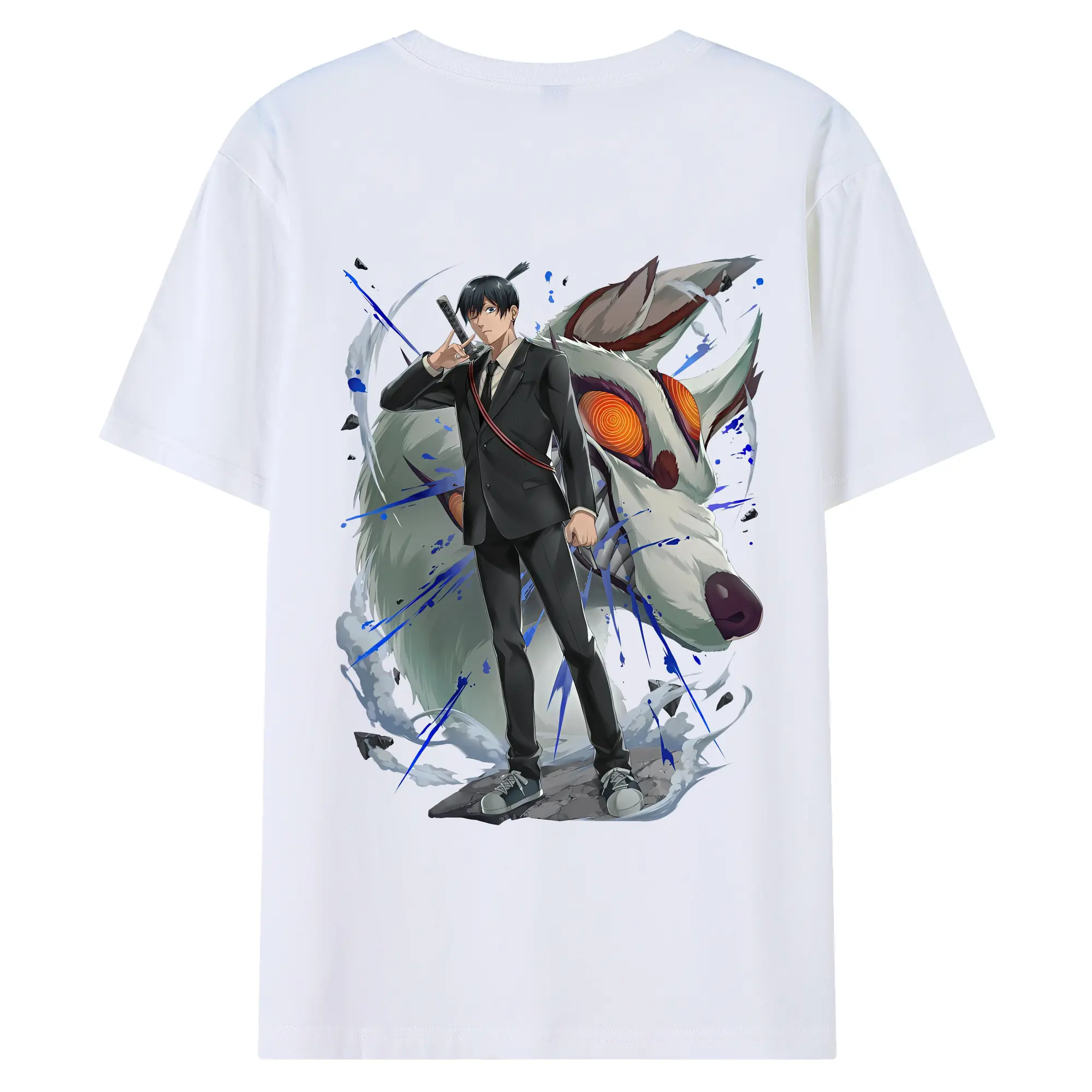 チェンソーマン グッズ,早川アキ - 綿100％ 半袖Tシャツ ・ バックプリント ・ 快適 通気性 ・ 日常使い 散歩 スポーツ用