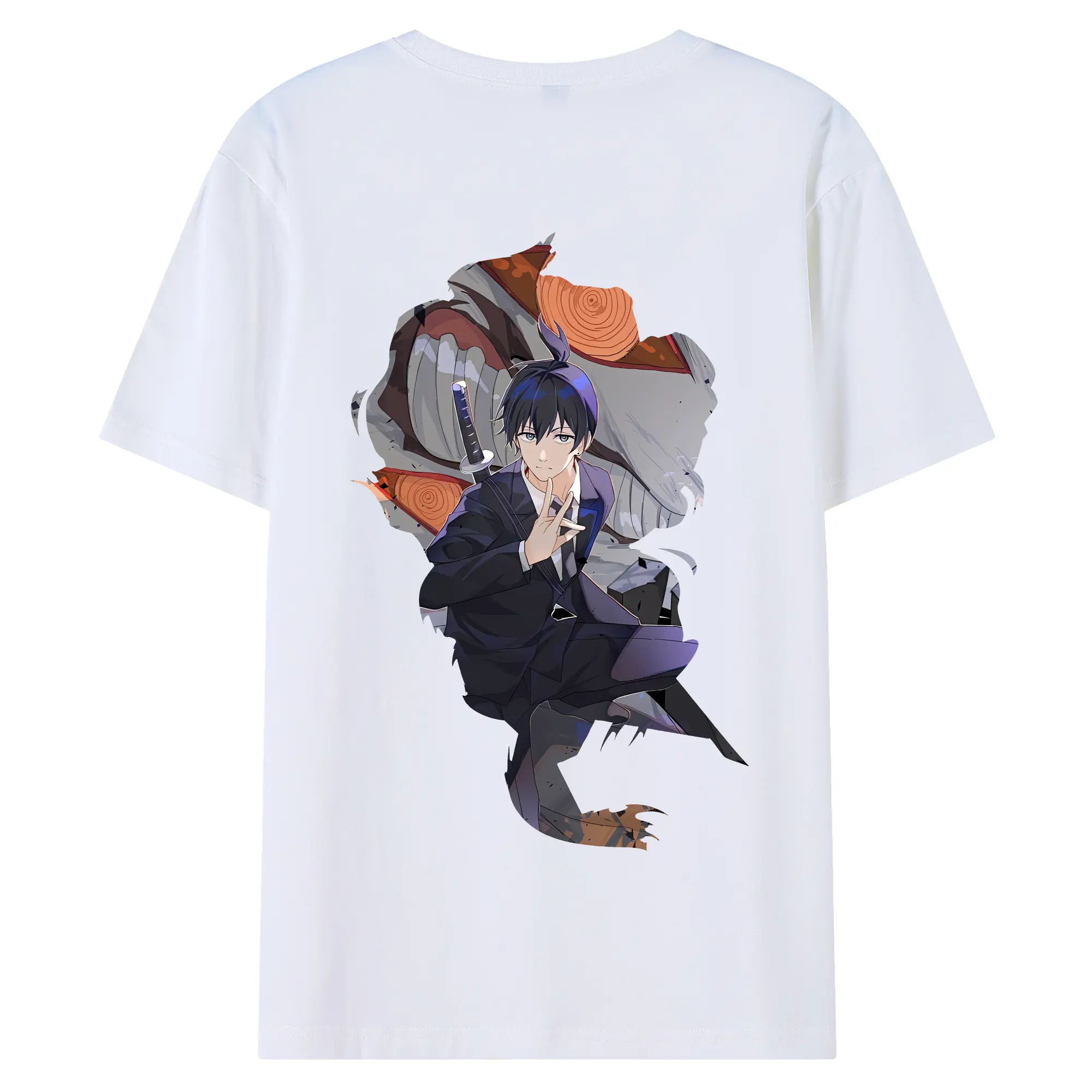 チェンソーマン グッズ,早川アキ - 綿100％ 半袖Tシャツ ・ バックプリント ・ 快適 通気性 ・ 日常使い 散歩 スポーツ用