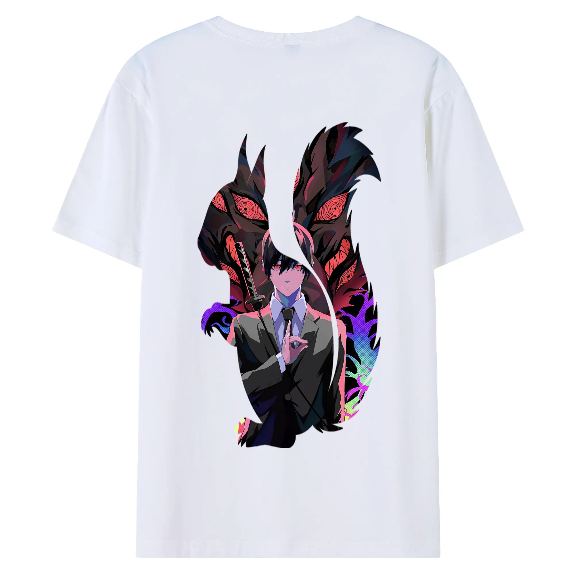 チェンソーマン グッズ,早川アキ - 綿100％ 半袖Tシャツ ・ バックプリント ・ 快適 通気性 ・ 日常使い 散歩 スポーツ用