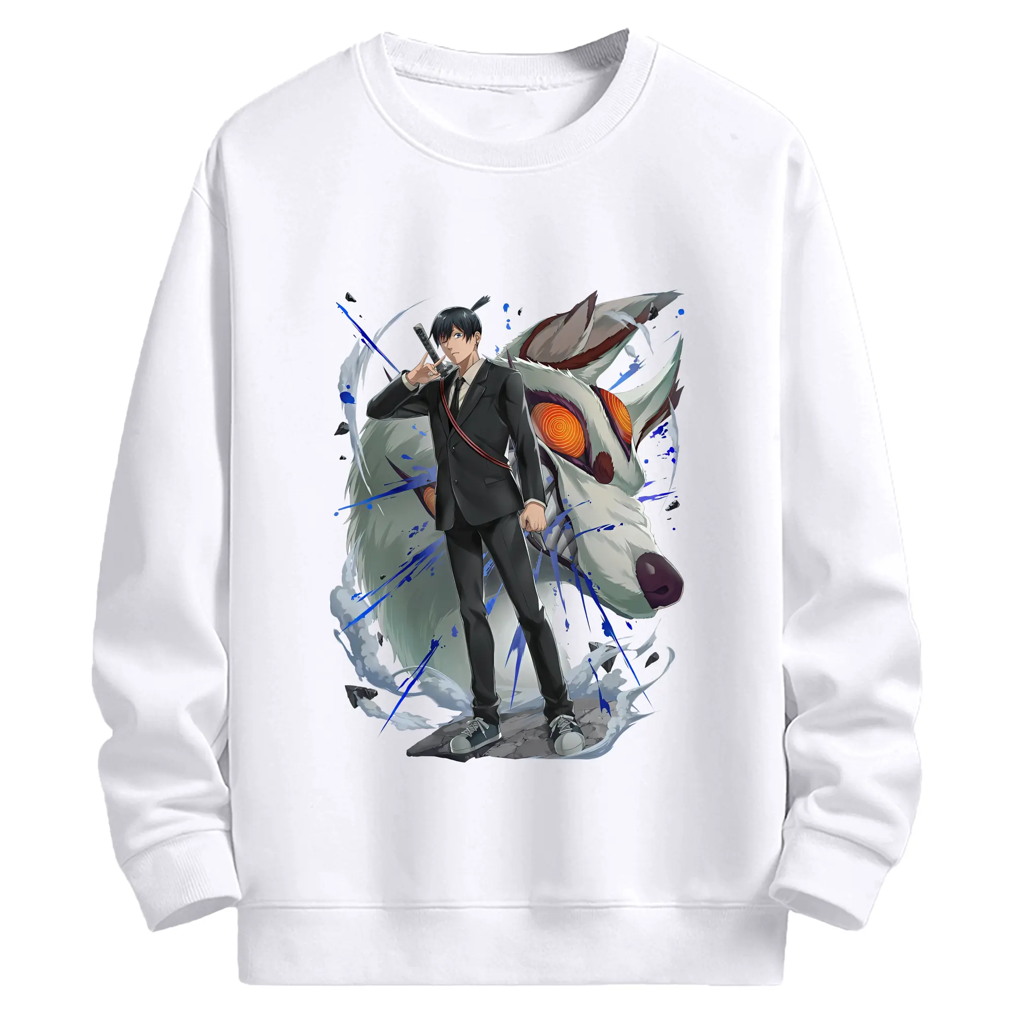 チェンソーマン グッズ,早川アキ - 高品質 クルーネック スウェット ・ コットン59％ ポリエステル41％ ・ ユニセックス 長袖 トレーナー ・ カジュアル デイリー スポーツ 散歩用