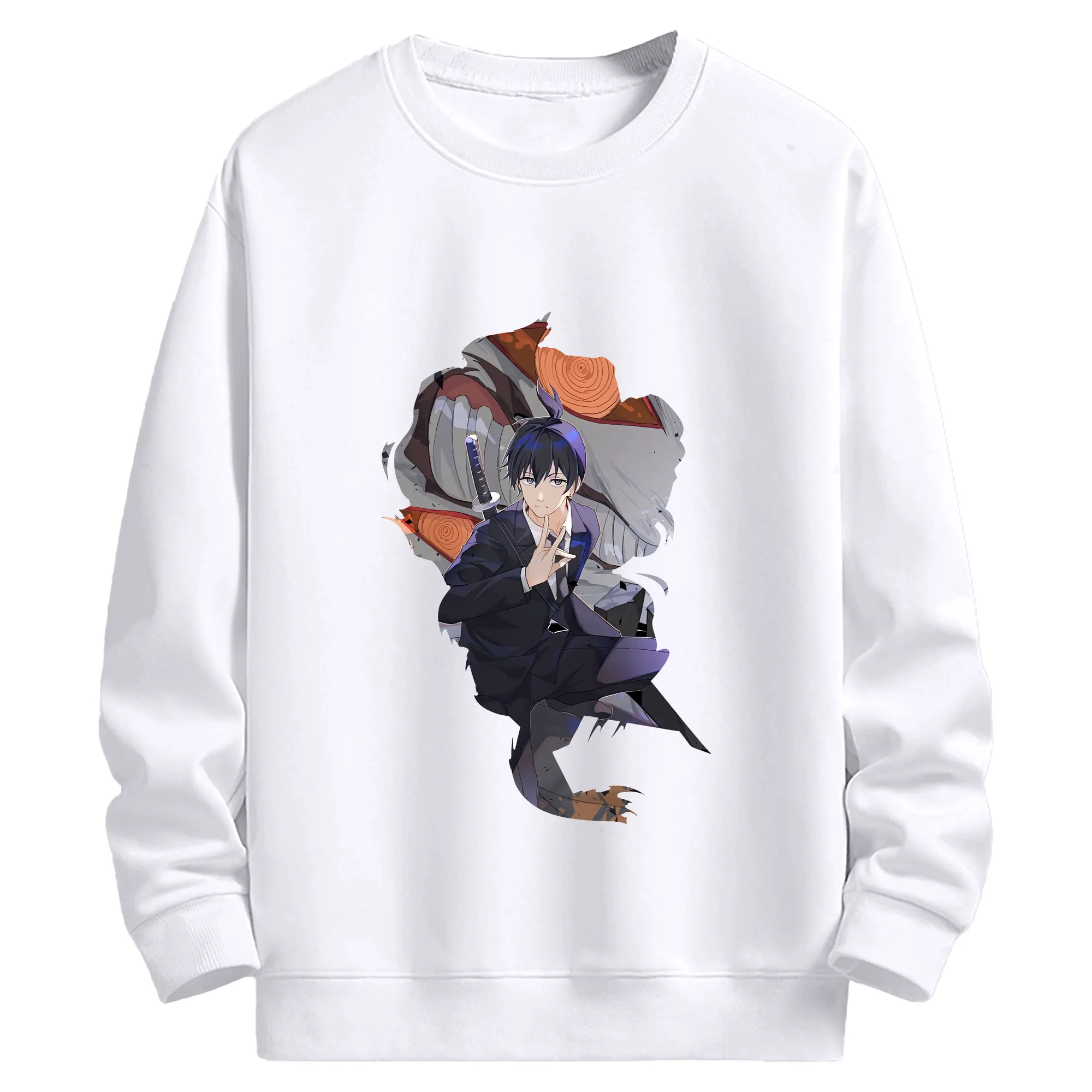 チェンソーマン グッズ,早川アキ - 高品質 クルーネック スウェット ・ コットン59％ ポリエステル41％ ・ ユニセックス 長袖 トレーナー ・ カジュアル デイリー スポーツ 散歩用