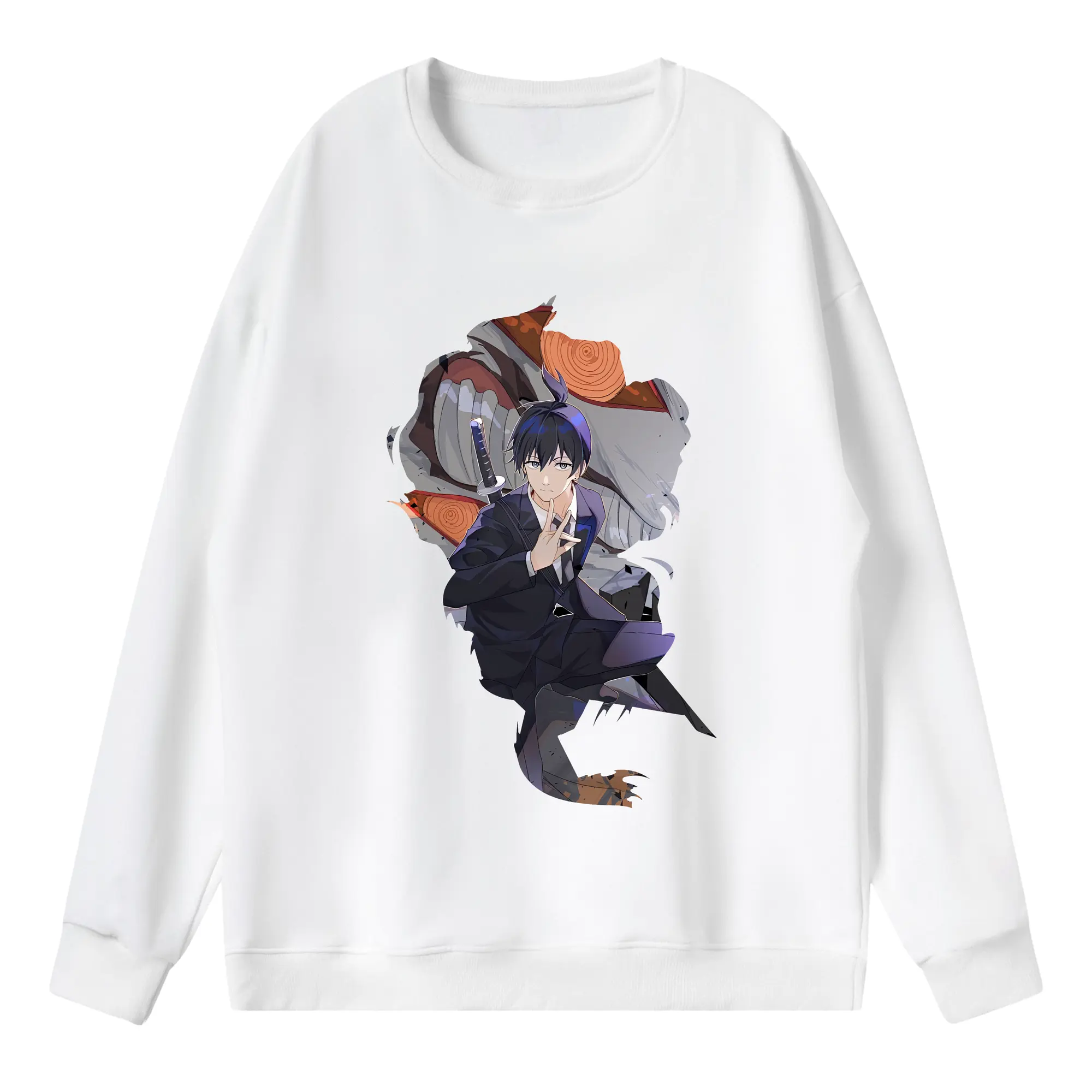 チェンソーマン グッズ,早川アキ - 薄手 クルーネック スウェット 裏毛260g · ポリエステル 春秋向け カジュアル 男女兼用 · トレーナー デイリー スポーツ 散歩に最適