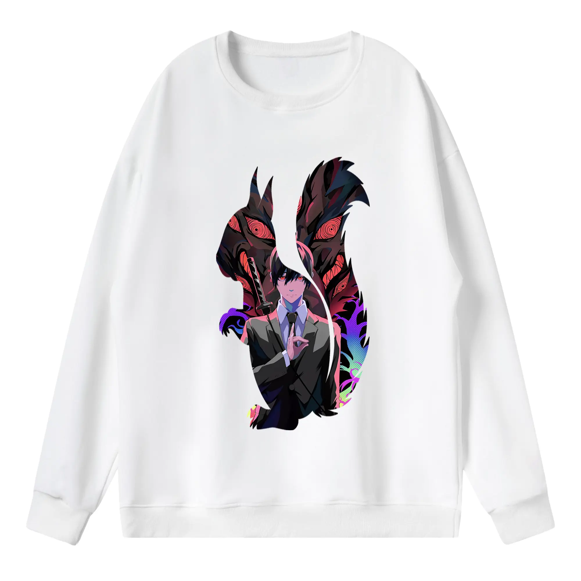 チェンソーマン グッズ,早川アキ - 薄手 クルーネック スウェット 裏毛260g · ポリエステル 春秋向け カジュアル 男女兼用 · トレーナー デイリー スポーツ 散歩に最適