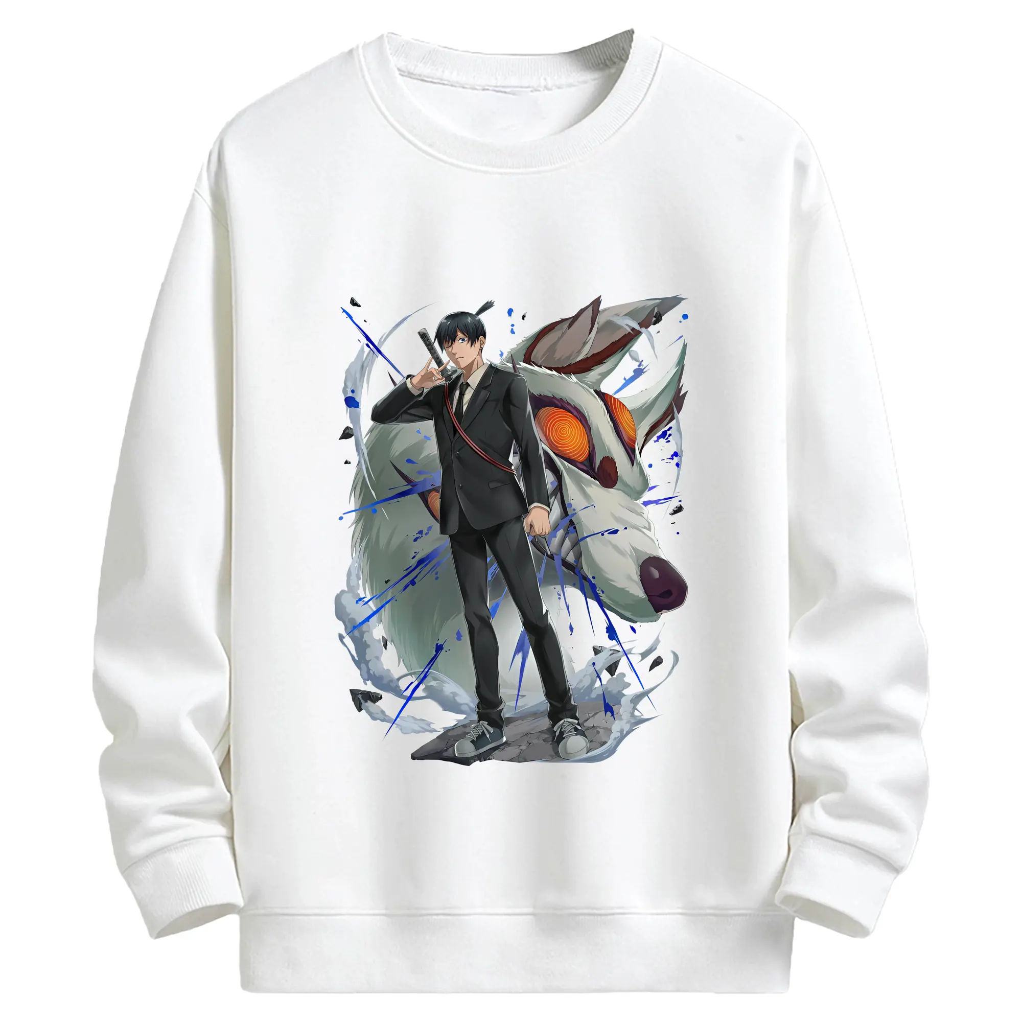 チェンソーマン グッズ,早川アキ - キッズ クルーネックスウェットシャツ ・ フロントプリント ・ 綿80％ ポリエステル20％ ・ 快適 通学 スポーツ 日常使い お散歩用