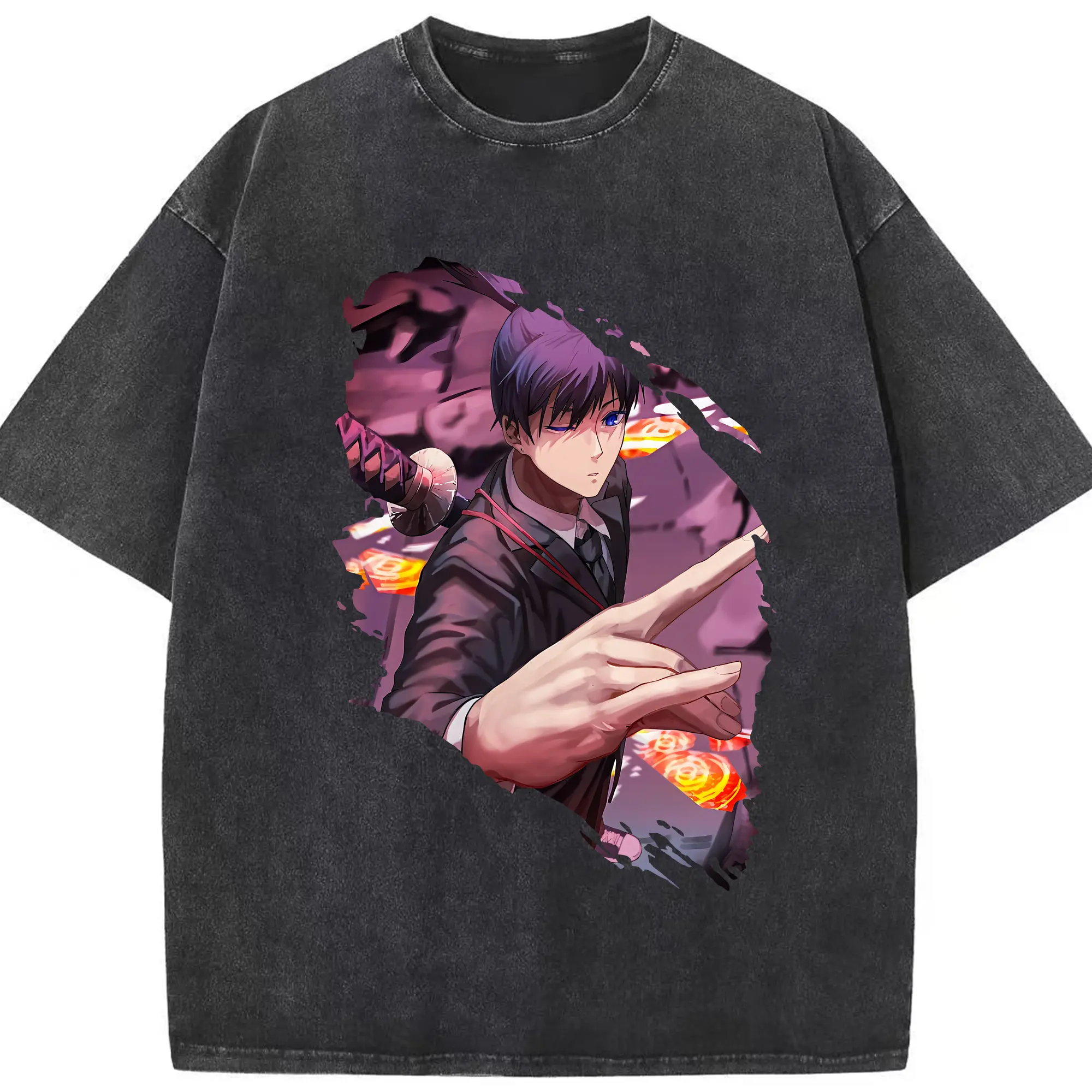 チェンソーマン グッズ,早川アキ - 綿100％ ヴィンテージ風 半袖Tシャツ ・ フロントプリント ・ 柔らか肌触り ・ 通気性 快適 ・ スポーツ カジュアル 外出用