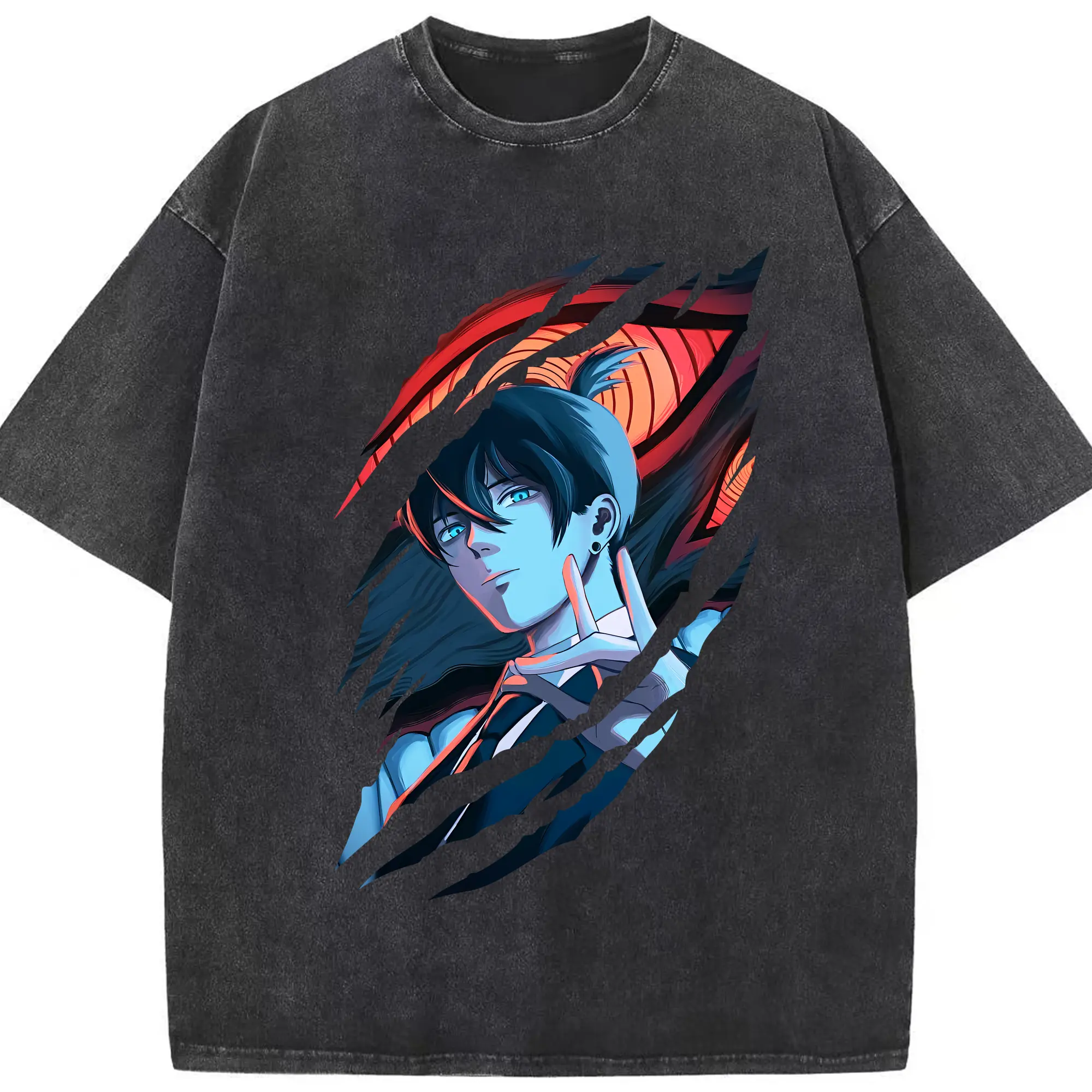 チェンソーマン グッズ,早川アキ - 綿100％ ヴィンテージ風 半袖Tシャツ ・ フロントプリント ・ 柔らか肌触り ・ 通気性 快適 ・ スポーツ カジュアル 外出用