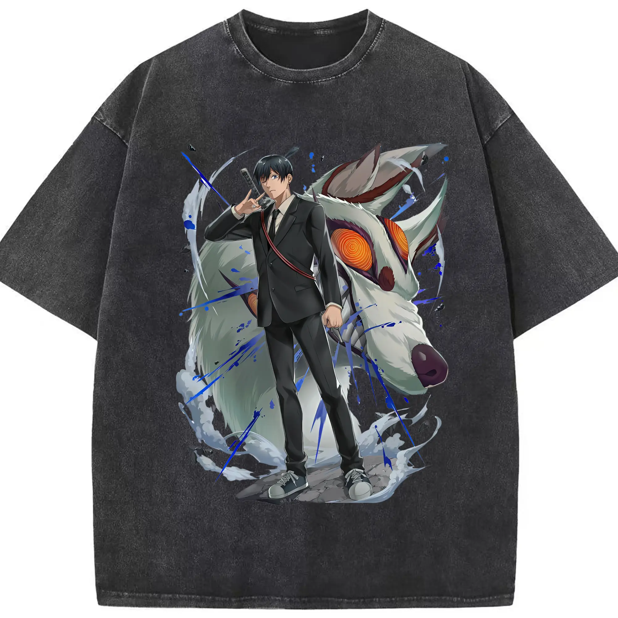 チェンソーマン グッズ,早川アキ - 綿100％ ヴィンテージ風 半袖Tシャツ ・ フロントプリント ・ 柔らか肌触り ・ 通気性 快適 ・ スポーツ カジュアル 外出用