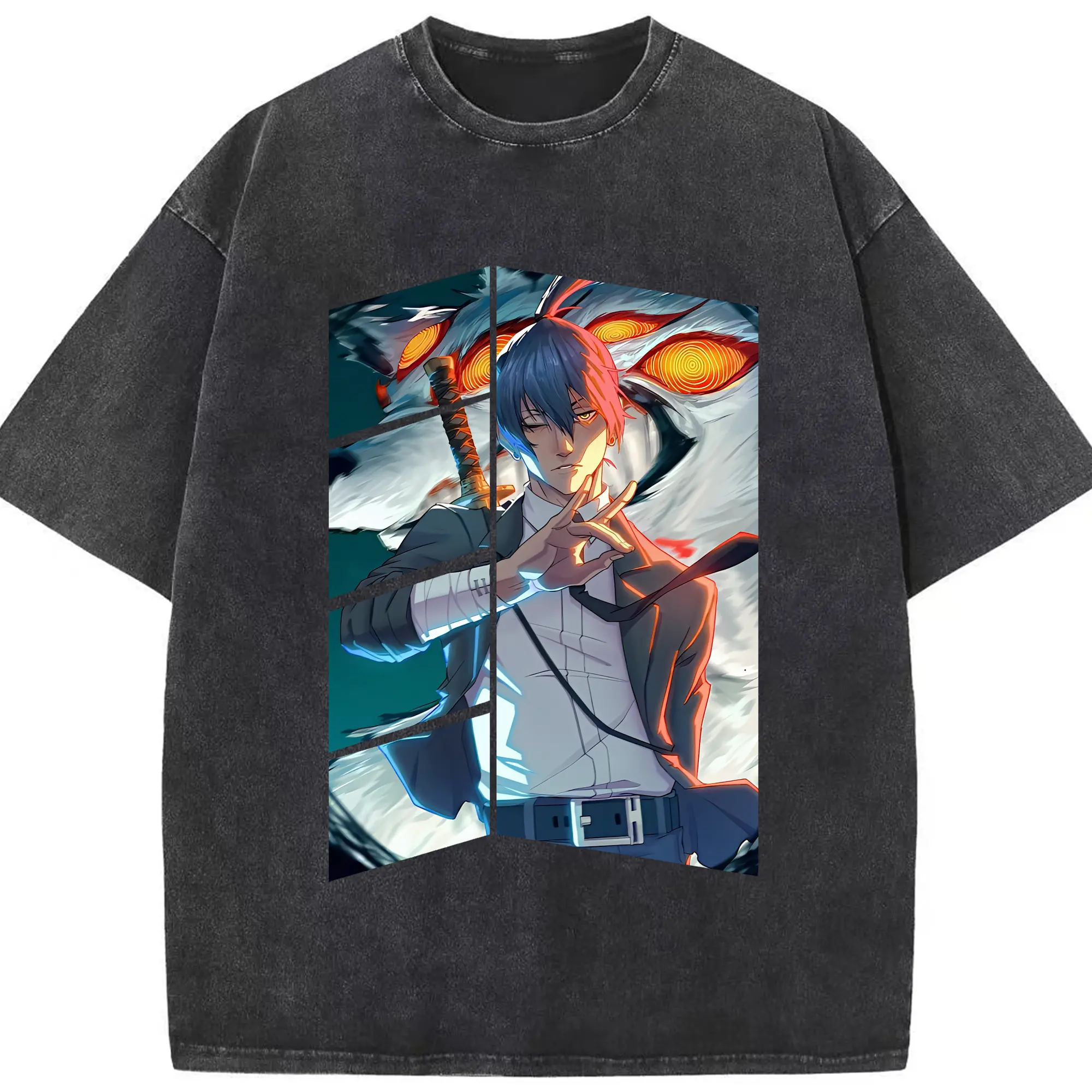 チェンソーマン グッズ,早川アキ - 綿100％ ヴィンテージ風 半袖Tシャツ ・ フロントプリント ・ 柔らか肌触り ・ 通気性 快適 ・ スポーツ カジュアル 外出用