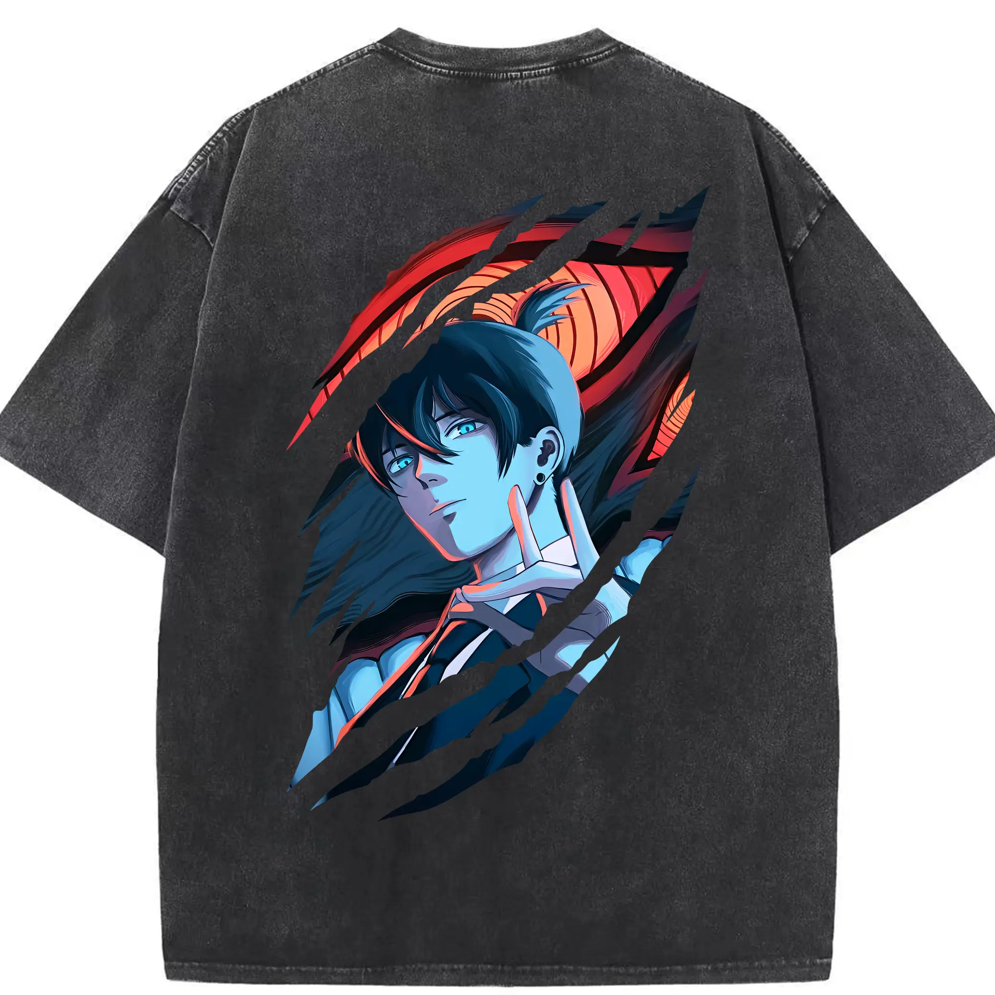 チェンソーマン グッズ,早川アキ - 綿100％ ヴィンテージ風 半袖Tシャツ ・ 背面プリント ・ 柔らか肌触り ・ 通気性 快適 ・ スポーツ カジュアル 外出用