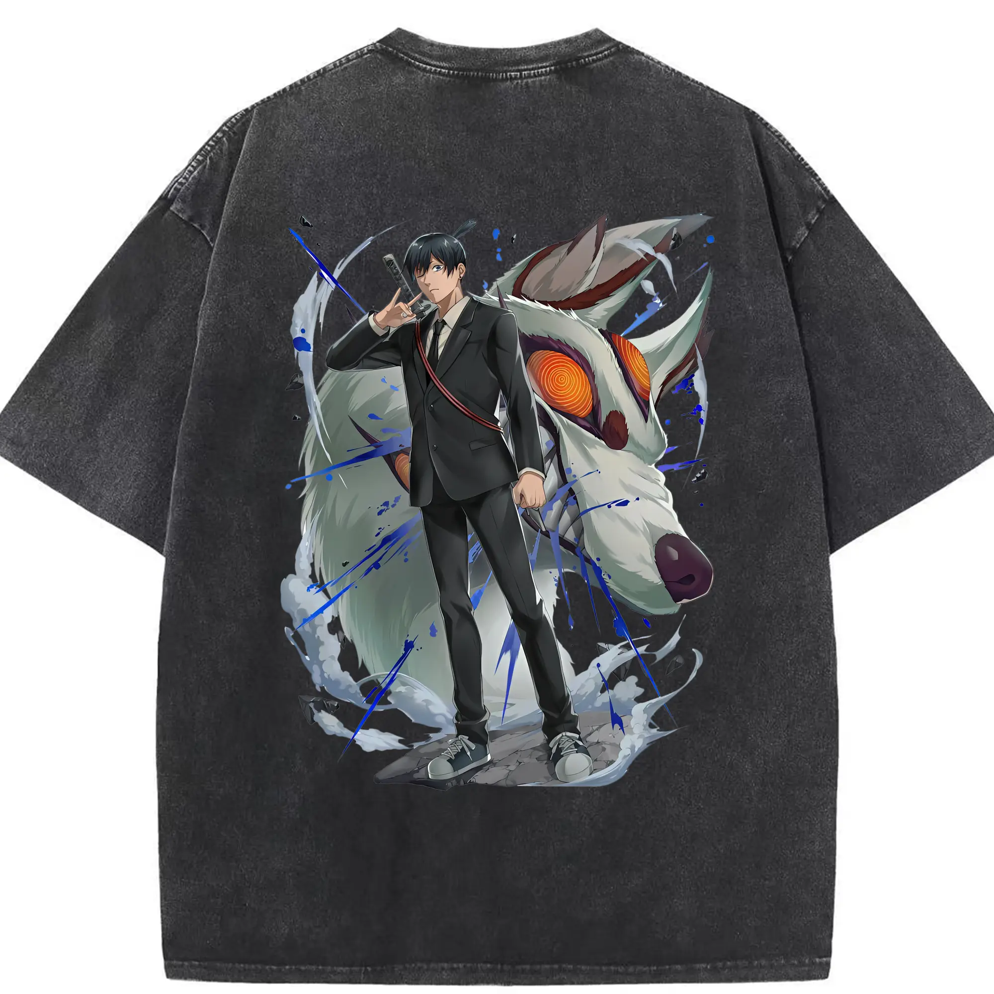 チェンソーマン グッズ,早川アキ - 綿100％ ヴィンテージ風 半袖Tシャツ ・ 背面プリント ・ 柔らか肌触り ・ 通気性 快適 ・ スポーツ カジュアル 外出用