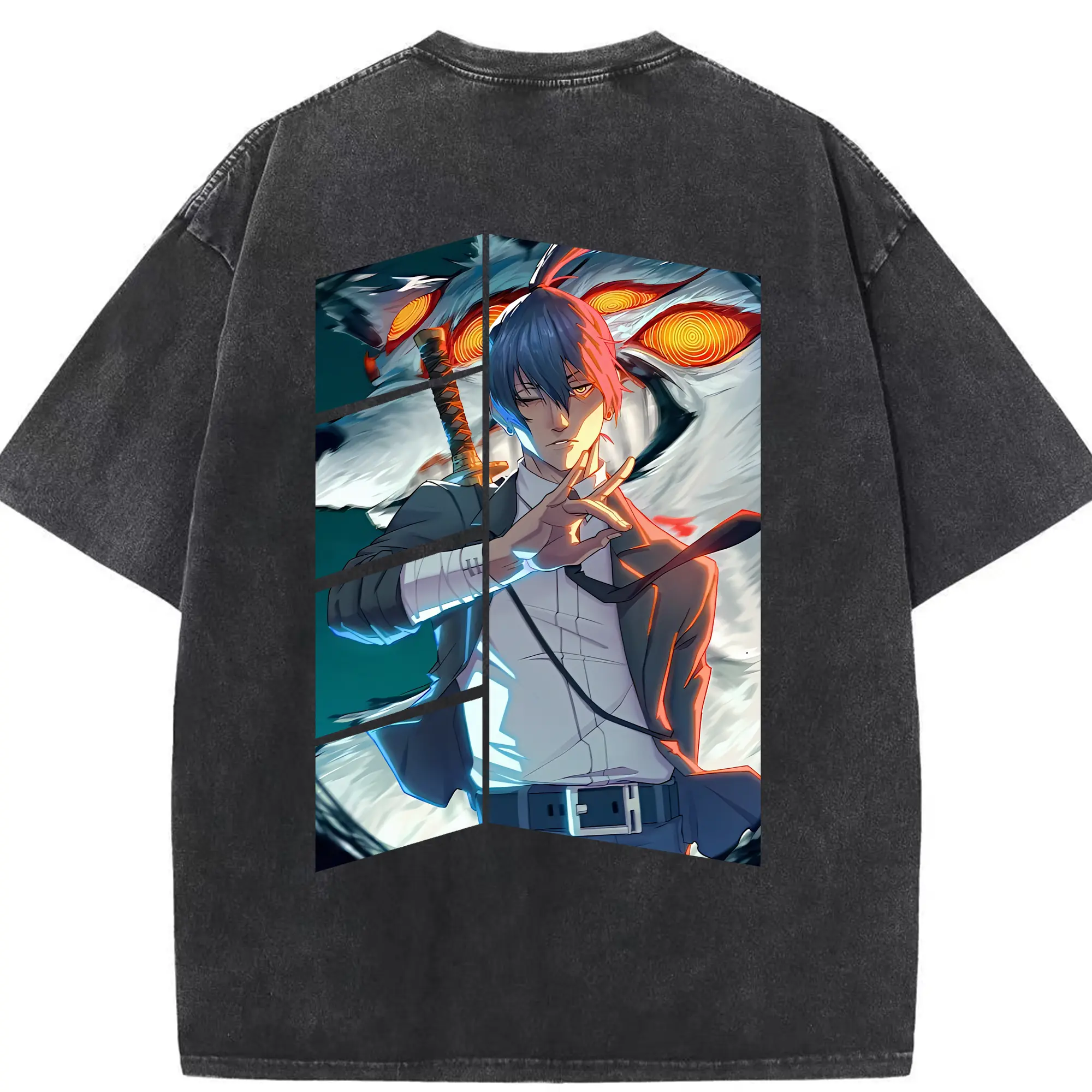 チェンソーマン グッズ,早川アキ - 綿100％ ヴィンテージ風 半袖Tシャツ ・ 背面プリント ・ 柔らか肌触り ・ 通気性 快適 ・ スポーツ カジュアル 外出用