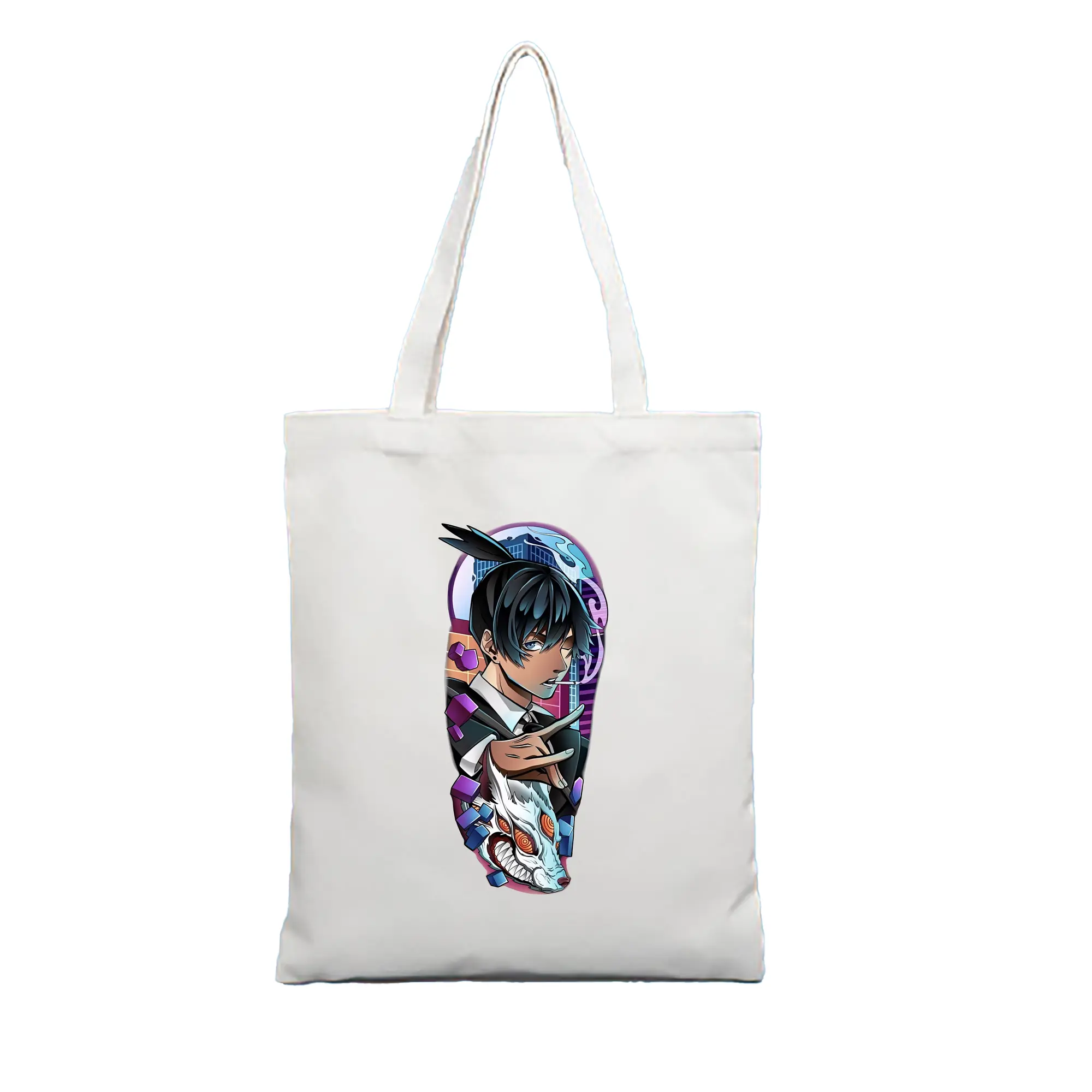 チェンソーマン グッズ,早川アキ - 縦型キャンバス手提げバッグ（トートバッグ） ・ キャンバス素材 ・ ショッピング用 ・ 軽量 丈夫 お手入れ簡単
