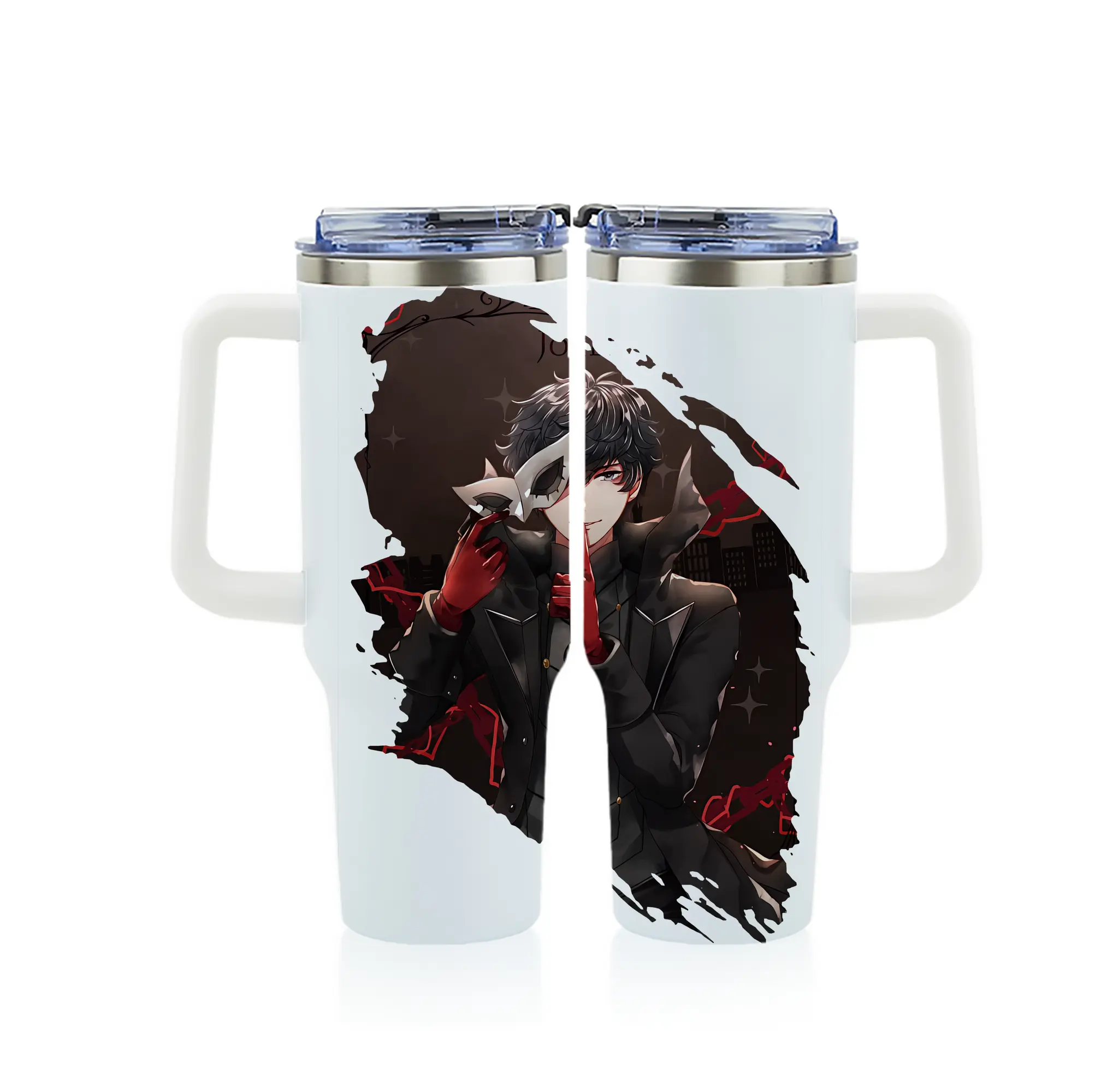 ペルソナ グッズ,主人公 - 1200mL フルプリント車用タンブラー ・ 304ステンレス 内側 ・ 201ステンレス 外側 ・ 保温 保冷 ・ 通勤 ドライブ アウトドア用