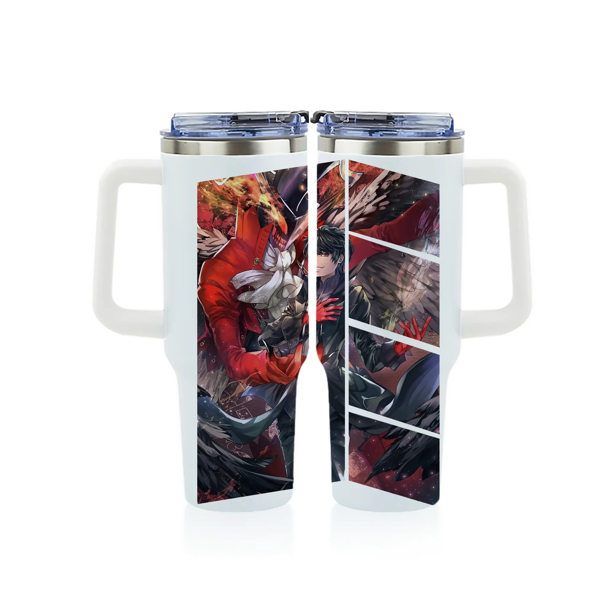 ペルソナ グッズ,主人公 - 1200mL フルプリント車用タンブラー ・ 304ステンレス 内側 ・ 201ステンレス 外側 ・ 保温 保冷 ・ 通勤 ドライブ アウトドア用