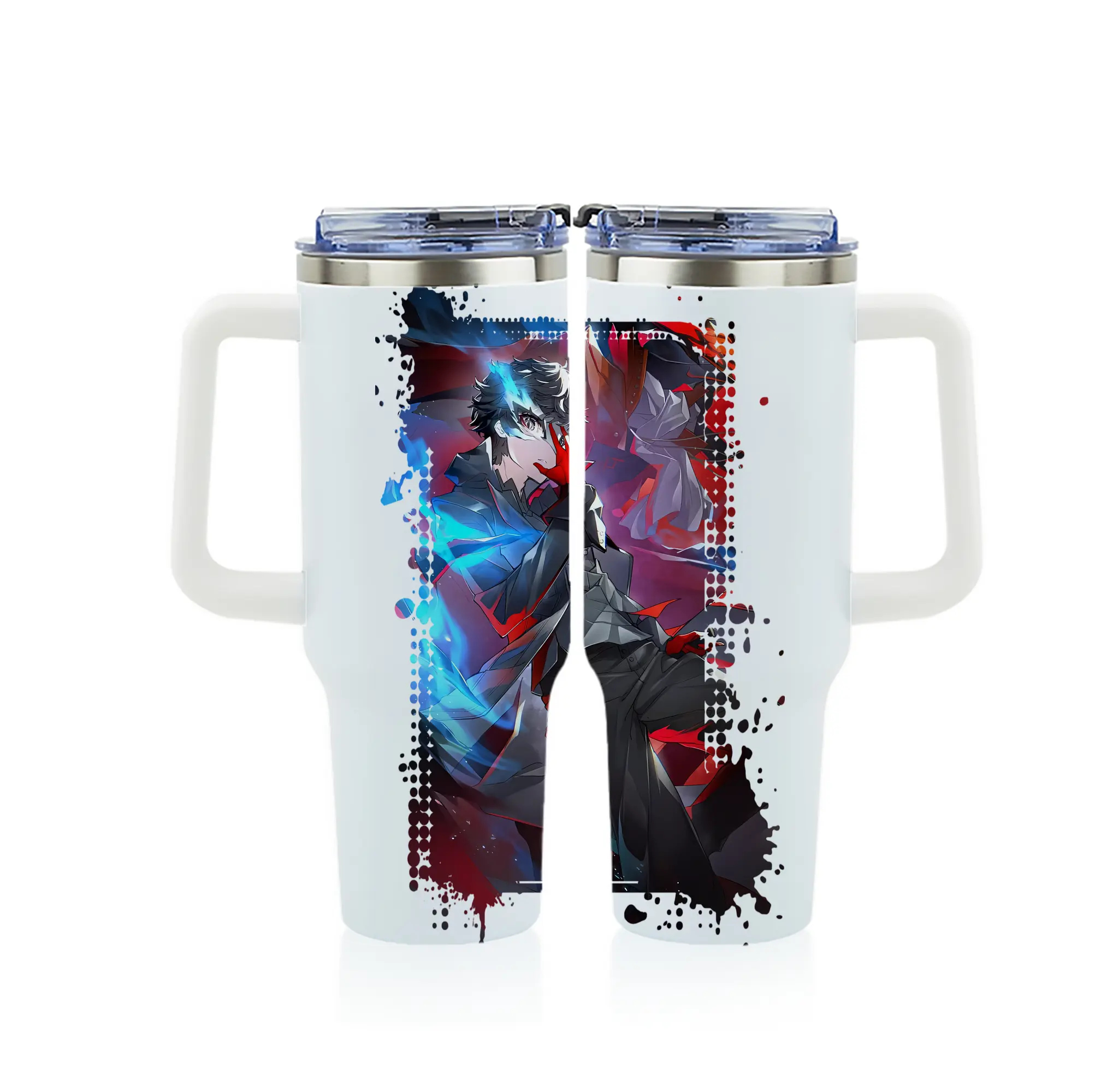 ペルソナ グッズ,主人公 - 1200mL フルプリント車用タンブラー ・ 304ステンレス 内側 ・ 201ステンレス 外側 ・ 保温 保冷 ・ 通勤 ドライブ アウトドア用