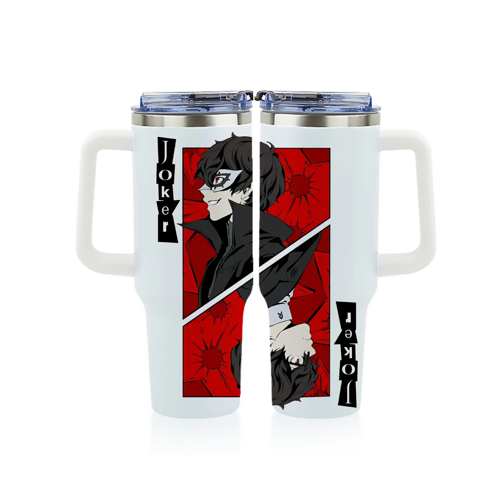 ペルソナ グッズ,主人公 - 1200mL フルプリント車用タンブラー ・ 304ステンレス 内側 ・ 201ステンレス 外側 ・ 保温 保冷 ・ 通勤 ドライブ アウトドア用