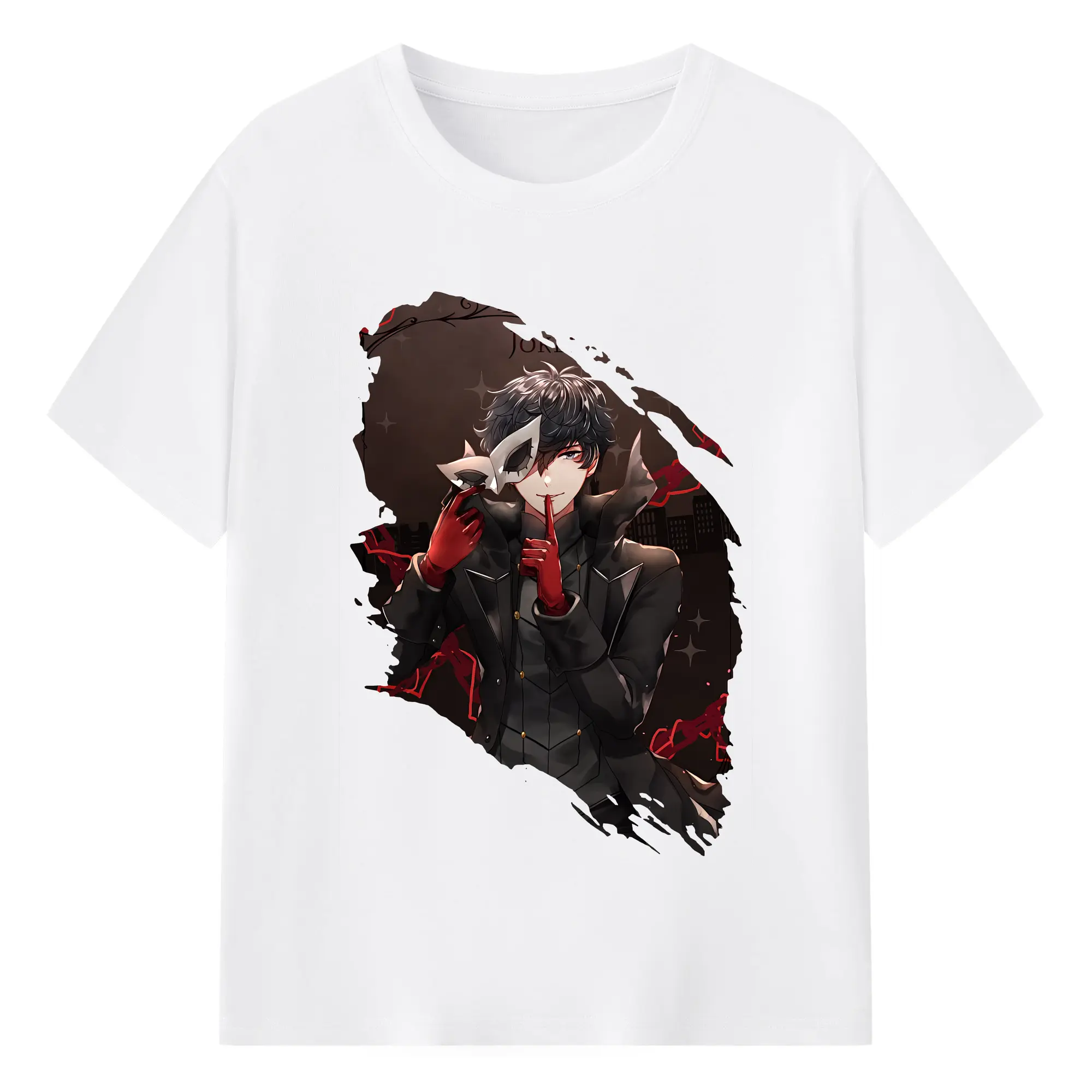 ペルソナ グッズ,主人公 - 綿100％ 半袖Tシャツ ・ フロントプリント ・ 快適 通気性 ・ 日常使い 散歩 スポーツ用