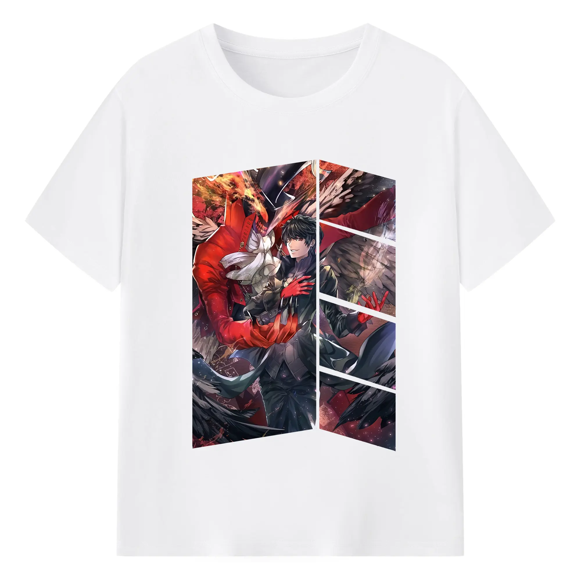 ペルソナ グッズ,主人公 - 綿100％ 半袖Tシャツ ・ フロントプリント ・ 快適 通気性 ・ 日常使い 散歩 スポーツ用