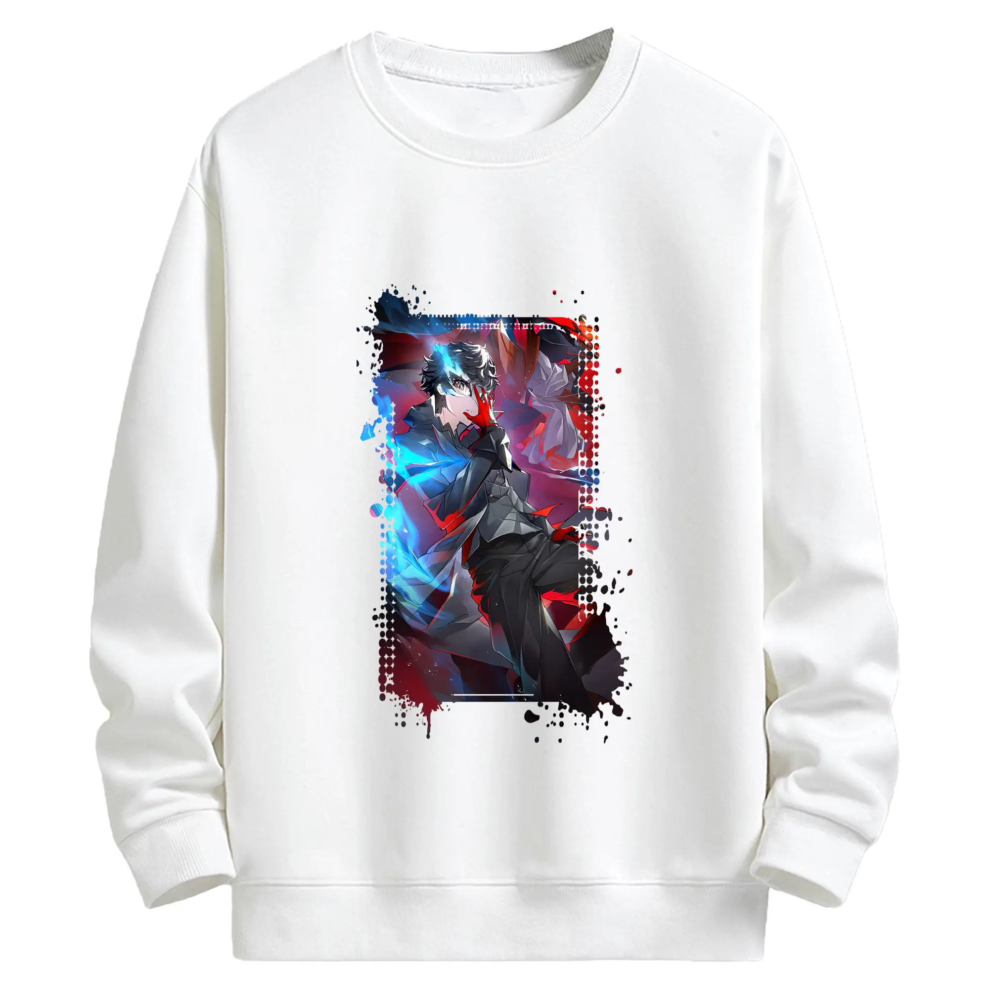 ペルソナ グッズ,主人公 - キッズ クルーネックスウェットシャツ ・ フロントプリント ・ 綿80％ ポリエステル20％ ・ 快適 通学 スポーツ 日常使い お散歩用