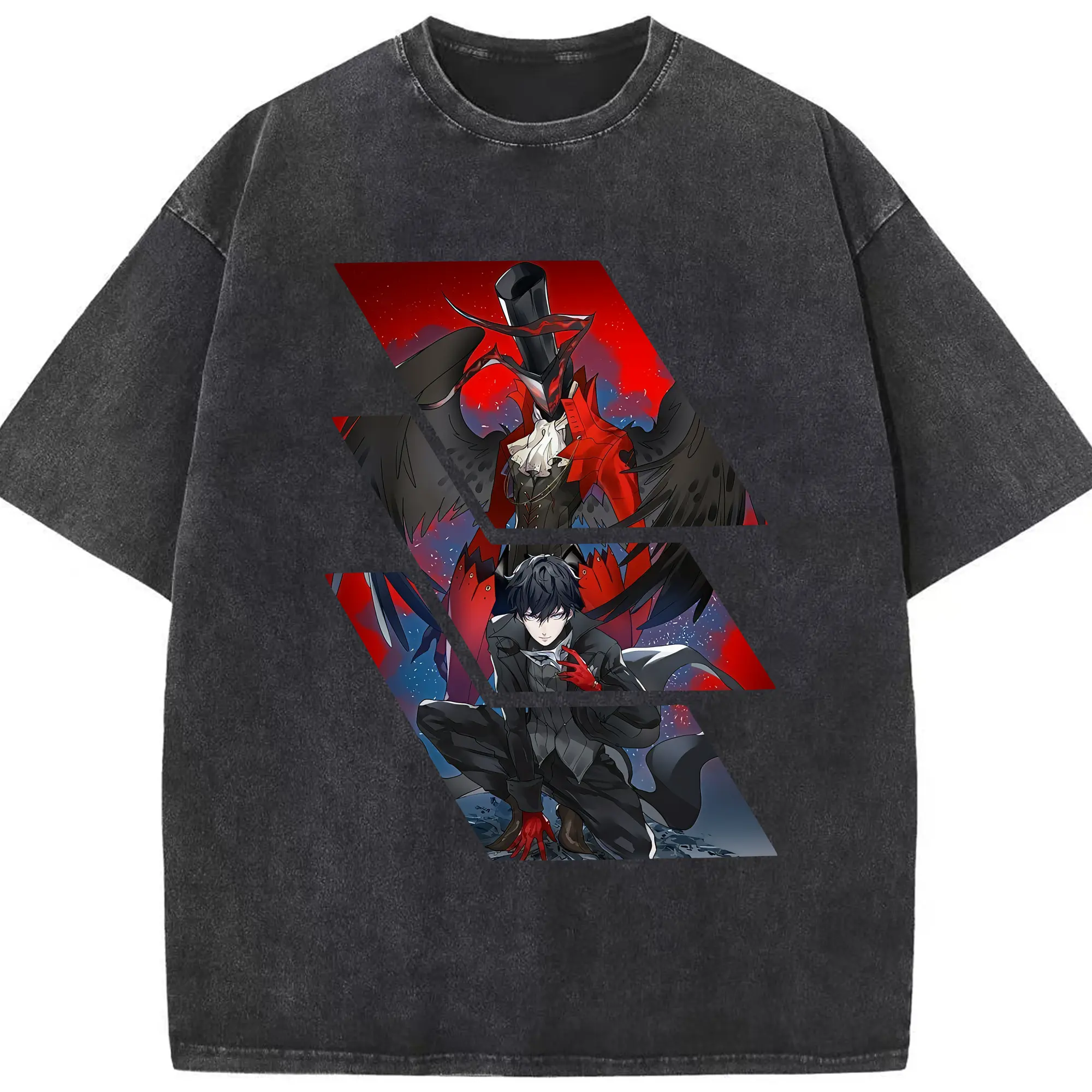 ペルソナ グッズ,主人公 - 綿100％ ヴィンテージ風 半袖Tシャツ ・ フロントプリント ・ 柔らか肌触り ・ 通気性 快適 ・ スポーツ カジュアル 外出用