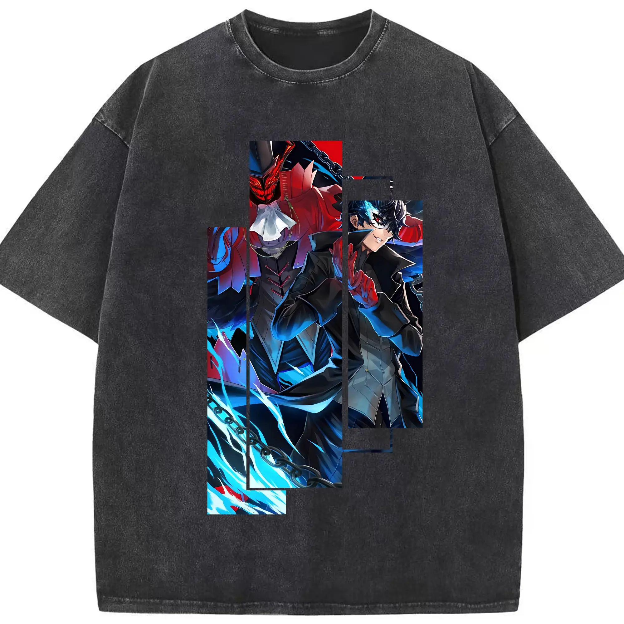 ペルソナ グッズ,主人公 - 綿100％ ヴィンテージ風 半袖Tシャツ ・ フロントプリント ・ 柔らか肌触り ・ 通気性 快適 ・ スポーツ カジュアル 外出用