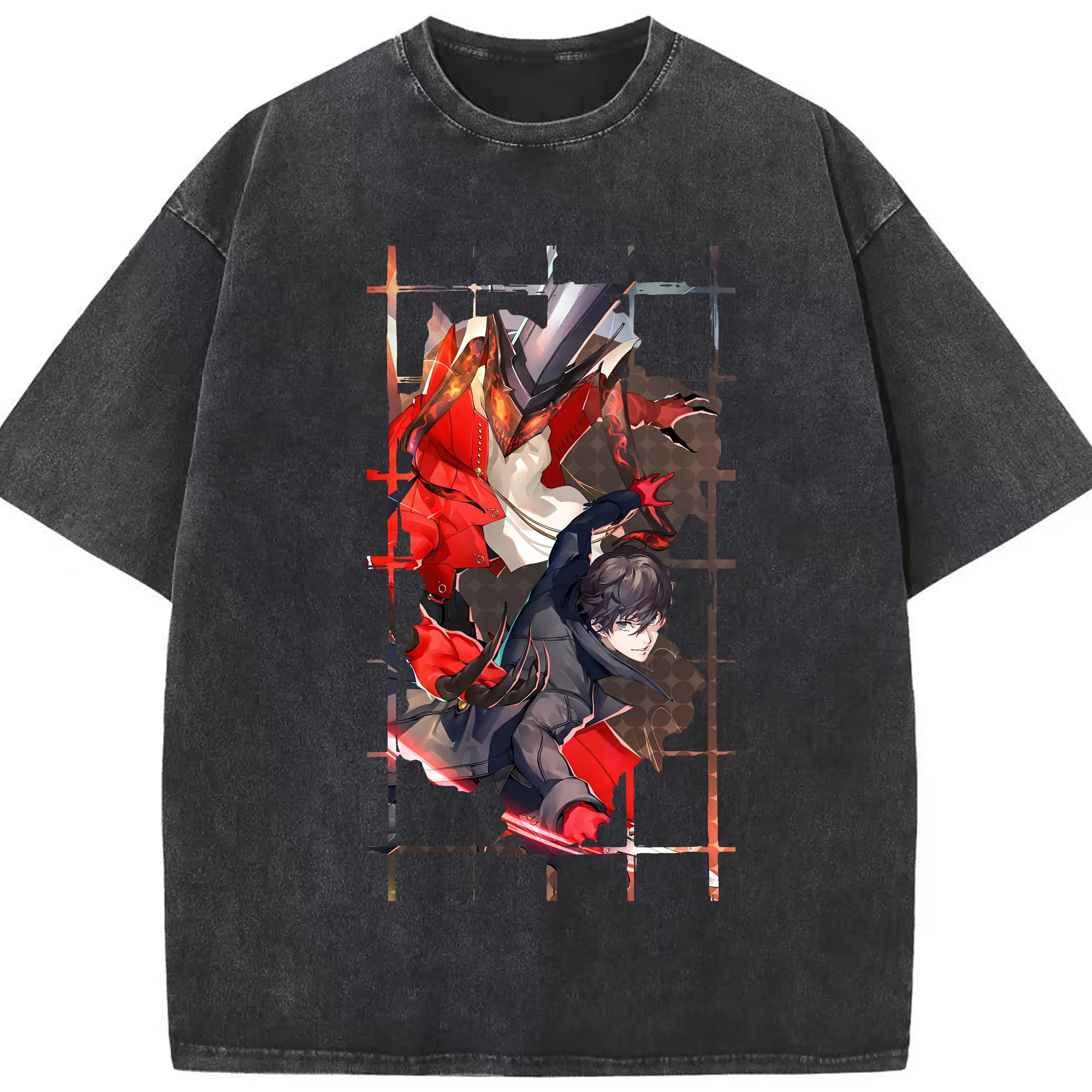 ペルソナ グッズ,主人公 - 綿100％ ヴィンテージ風 半袖Tシャツ ・ フロントプリント ・ 柔らか肌触り ・ 通気性 快適 ・ スポーツ カジュアル 外出用