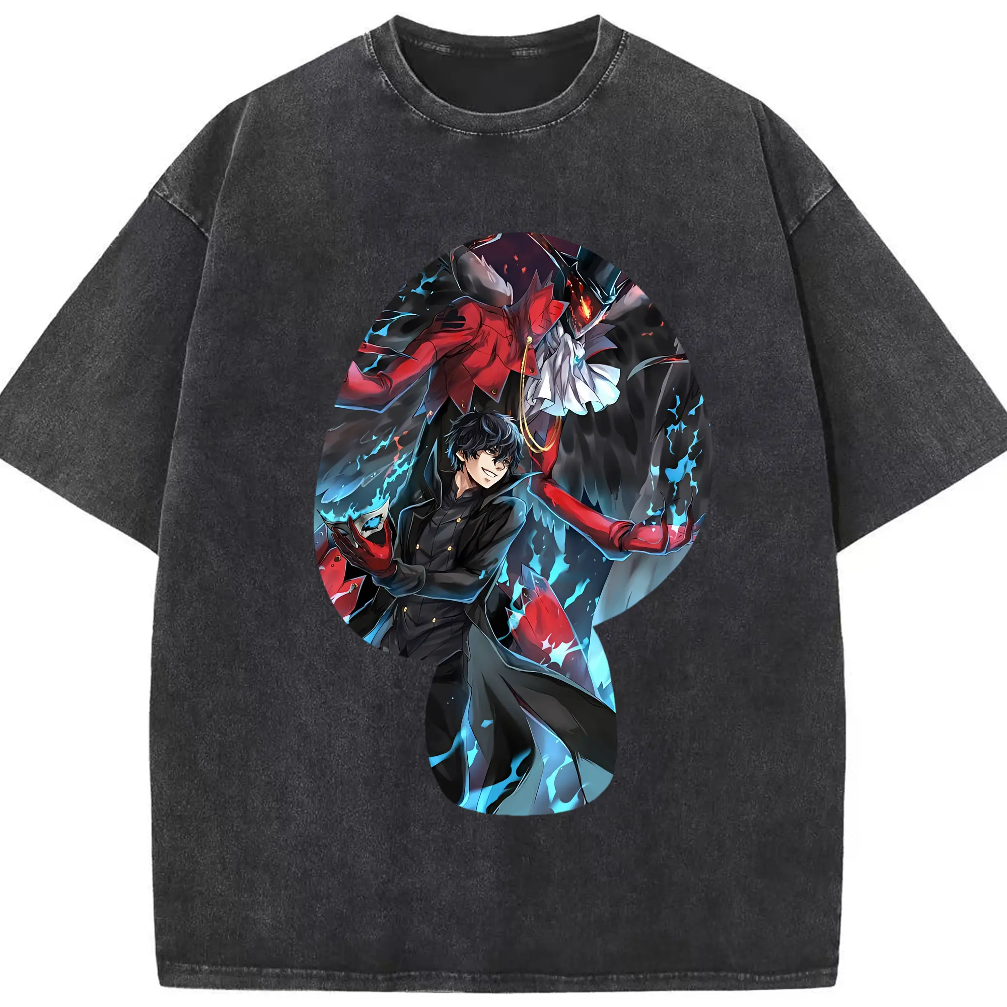 ペルソナ グッズ,主人公 - 綿100％ ヴィンテージ風 半袖Tシャツ ・ フロントプリント ・ 柔らか肌触り ・ 通気性 快適 ・ スポーツ カジュアル 外出用