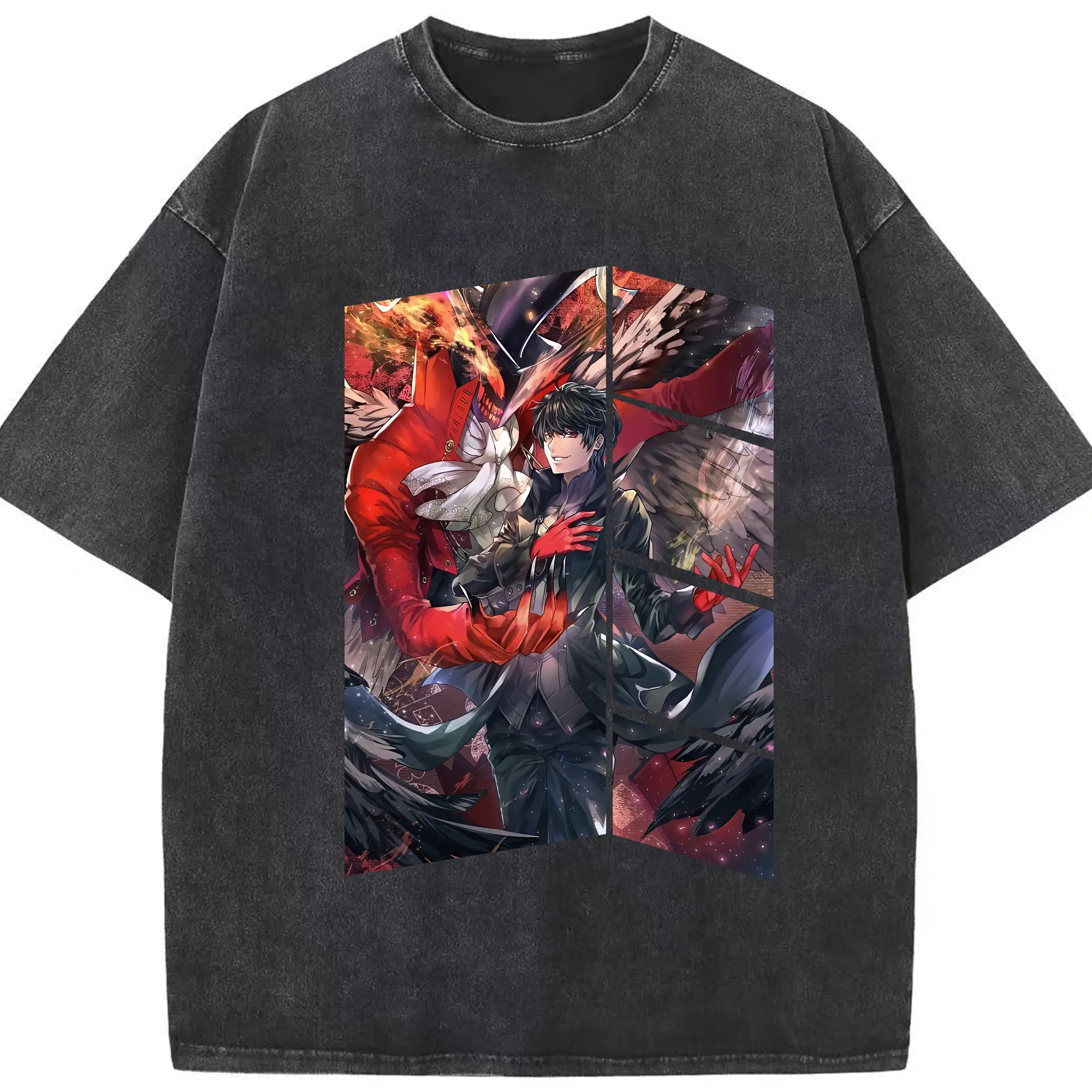 ペルソナ グッズ,主人公 - 綿100％ ヴィンテージ風 半袖Tシャツ ・ フロントプリント ・ 柔らか肌触り ・ 通気性 快適 ・ スポーツ カジュアル 外出用