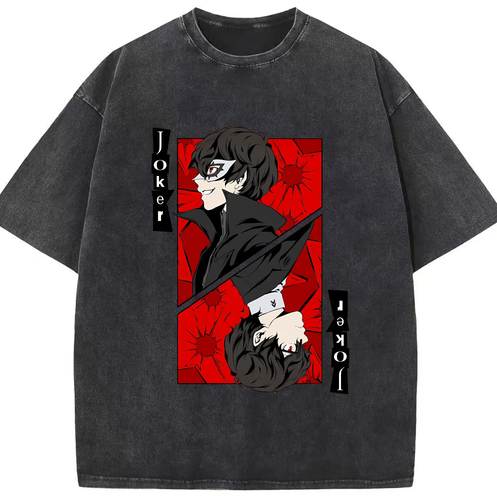 ペルソナ グッズ,主人公 - 綿100％ ヴィンテージ風 半袖Tシャツ ・ フロントプリント ・ 柔らか肌触り ・ 通気性 快適 ・ スポーツ カジュアル 外出用