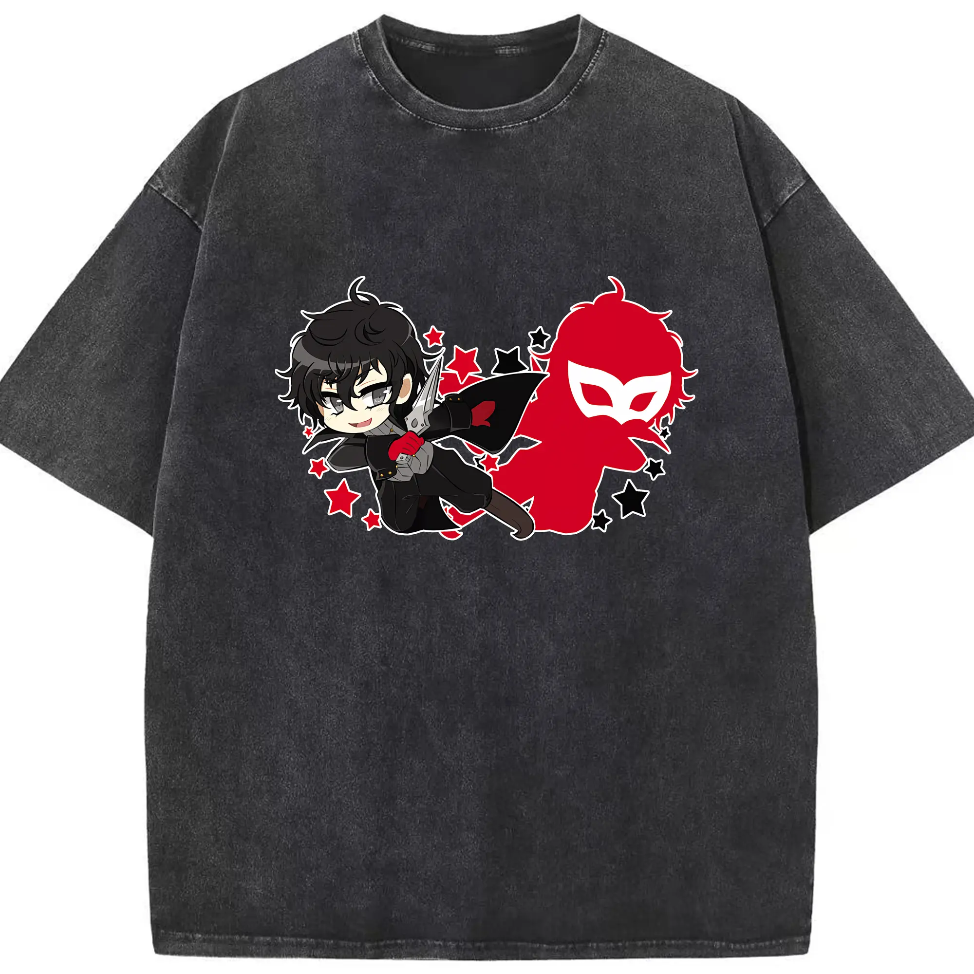 ペルソナ グッズ,主人公 - 綿100％ ヴィンテージ風 半袖Tシャツ ・ フロントプリント ・ 柔らか肌触り ・ 通気性 快適 ・ スポーツ カジュアル 外出用