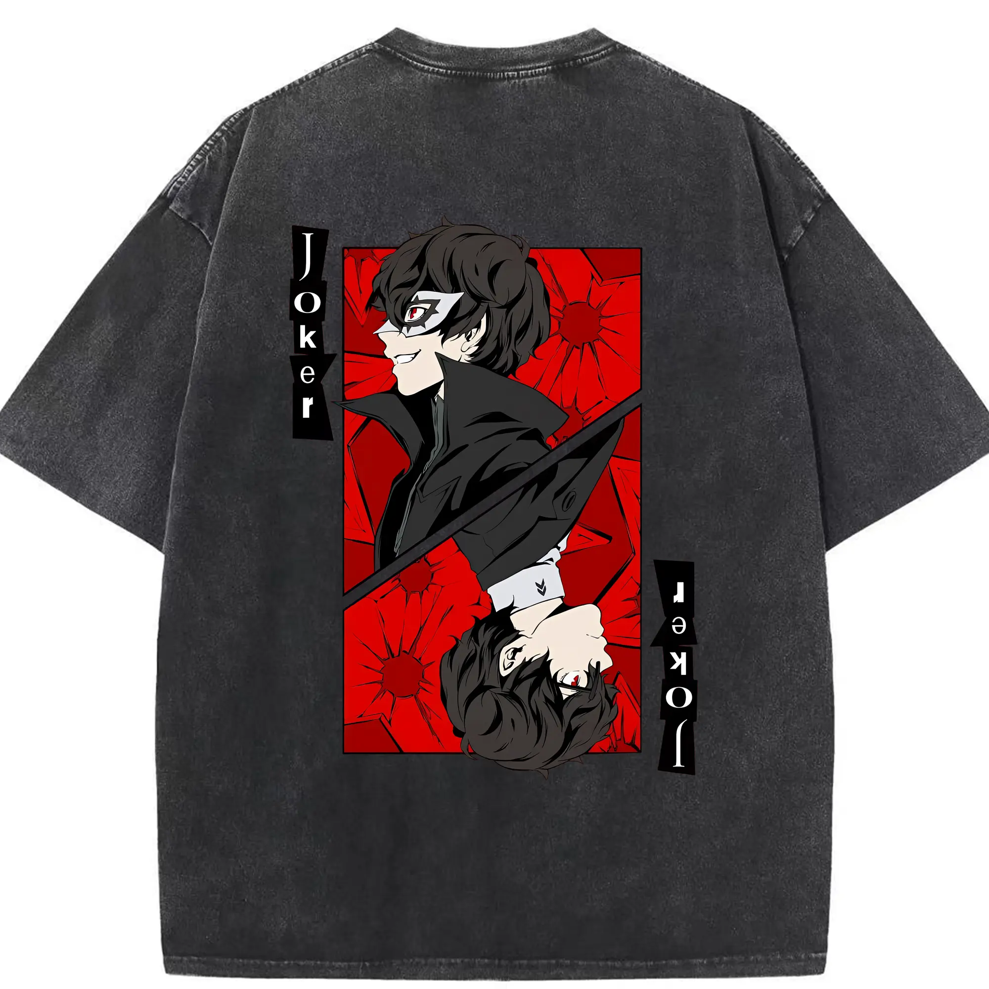 ペルソナ グッズ,主人公 - 綿100％ ヴィンテージ風 半袖Tシャツ ・ 背面プリント ・ 柔らか肌触り ・ 通気性 快適 ・ スポーツ カジュアル 外出用