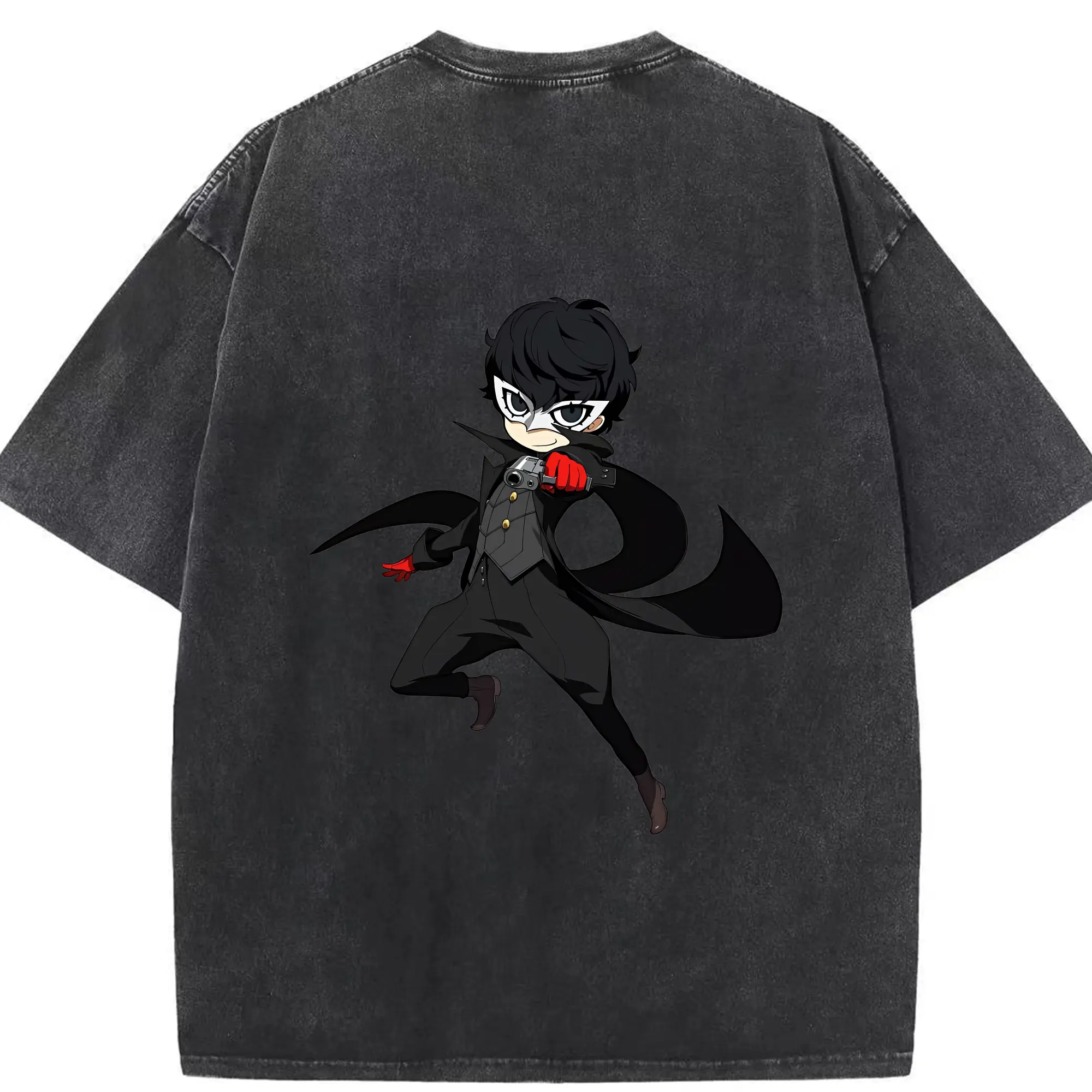 ペルソナ グッズ,主人公 - 綿100％ ヴィンテージ風 半袖Tシャツ ・ 背面プリント ・ 柔らか肌触り ・ 通気性 快適 ・ スポーツ カジュアル 外出用