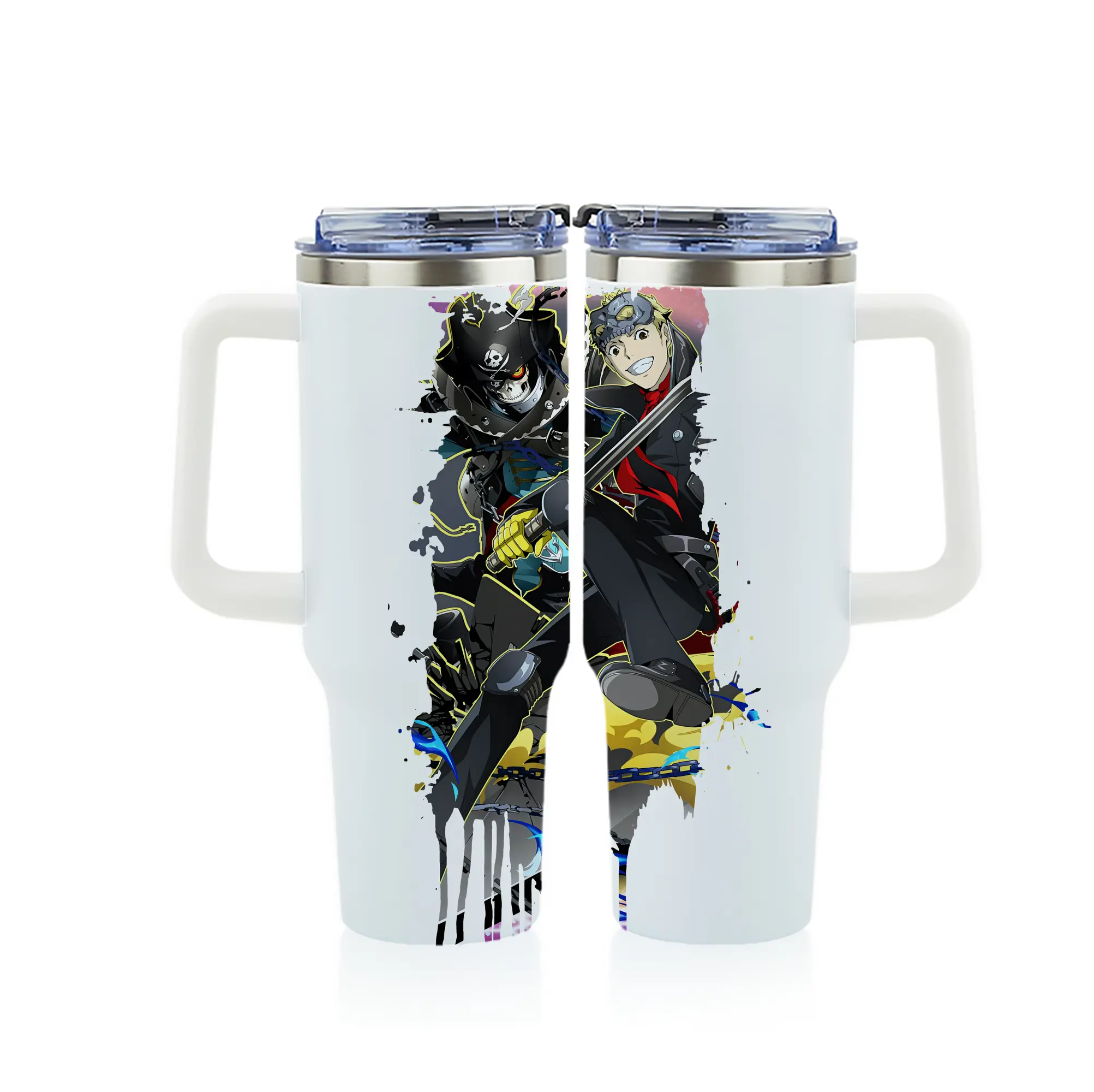 ペルソナ グッズ,坂本竜司 - 1200mL フルプリント車用タンブラー ・ 304ステンレス 内側 ・ 201ステンレス 外側 ・ 保温 保冷 ・ 通勤 ドライブ アウトドア用