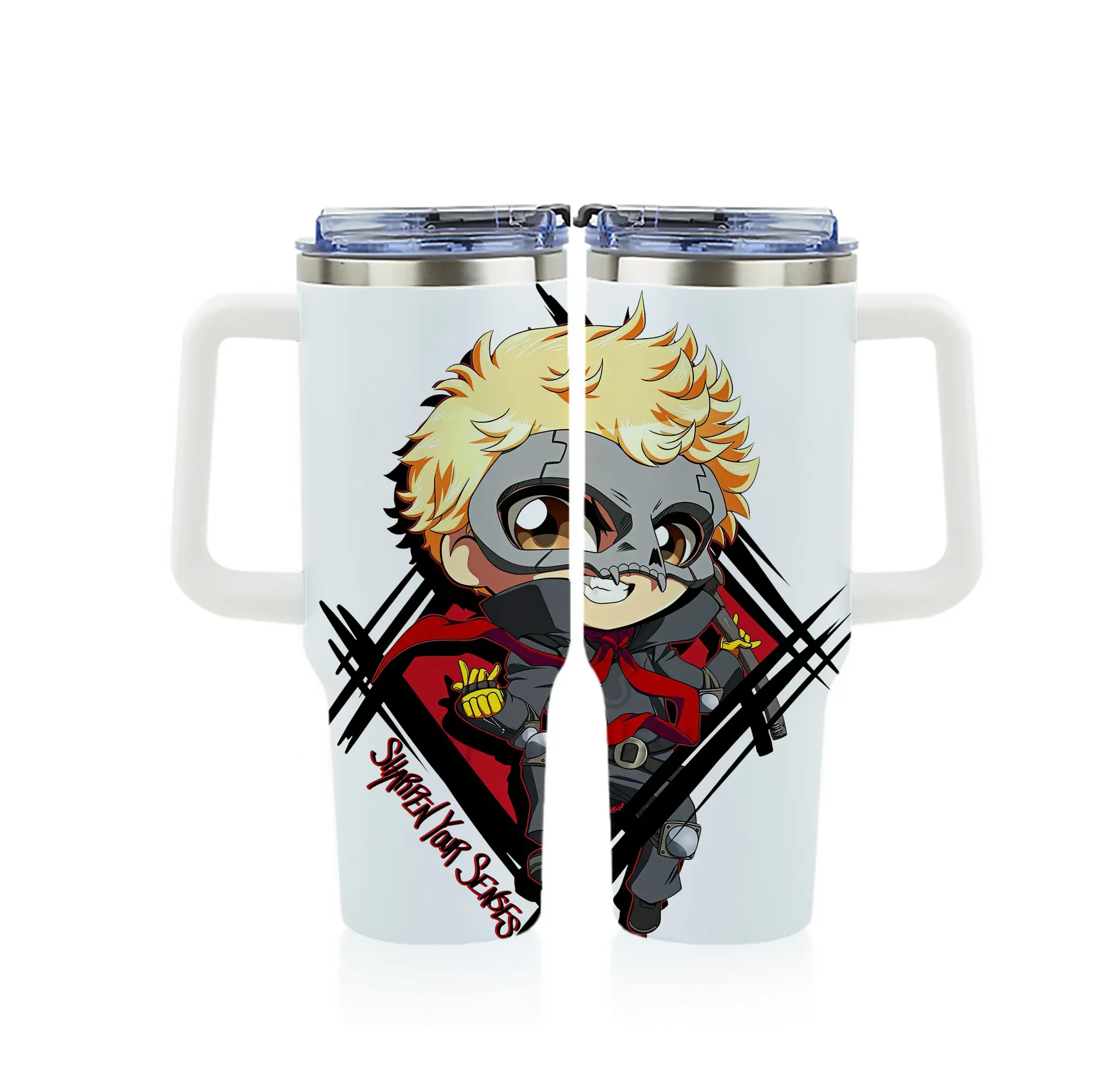 ペルソナ グッズ,坂本竜司 - 1200mL フルプリント車用タンブラー ・ 304ステンレス 内側 ・ 201ステンレス 外側 ・ 保温 保冷 ・ 通勤 ドライブ アウトドア用