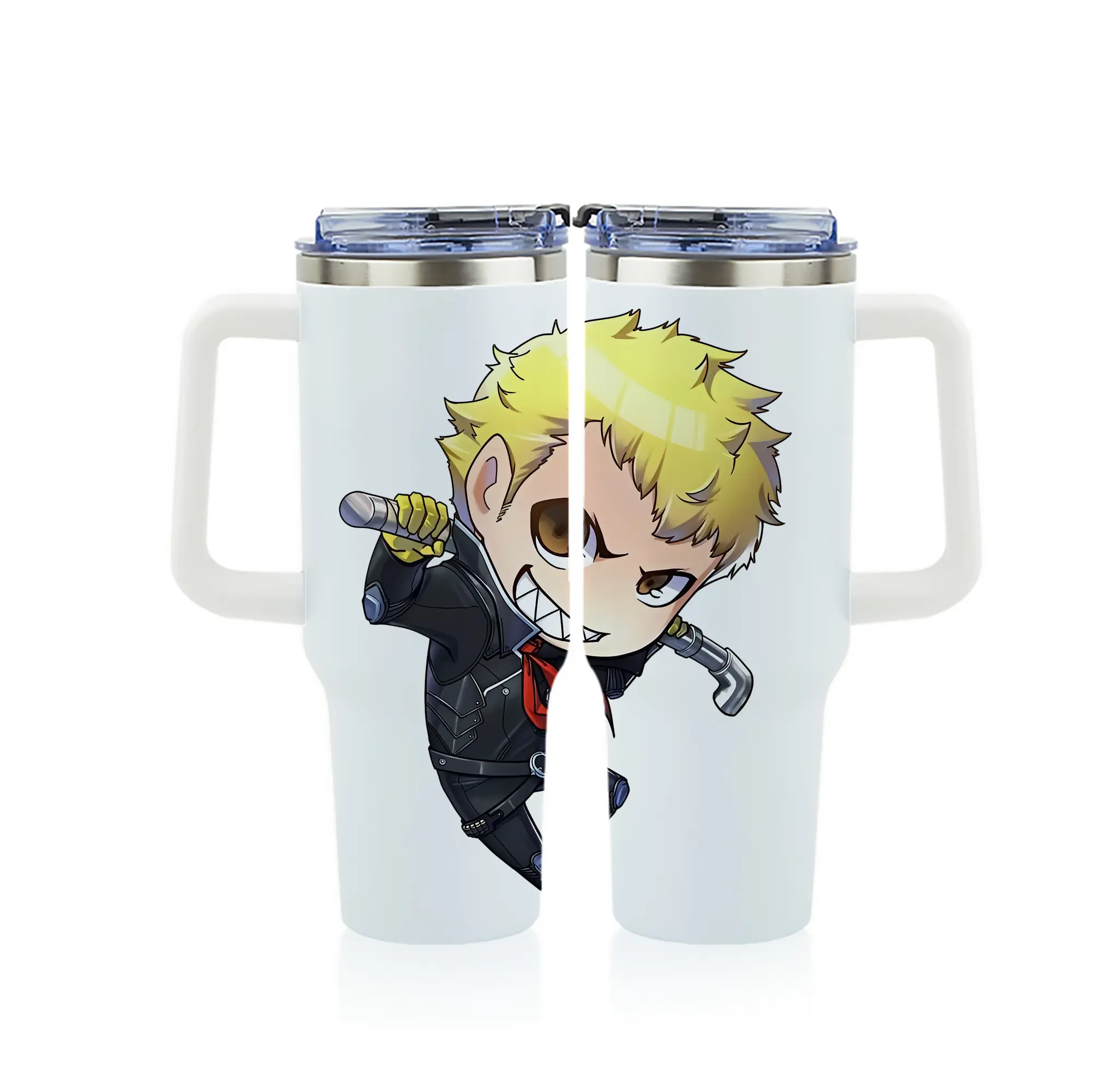 ペルソナ グッズ,坂本竜司 - 1200mL フルプリント車用タンブラー ・ 304ステンレス 内側 ・ 201ステンレス 外側 ・ 保温 保冷 ・ 通勤 ドライブ アウトドア用