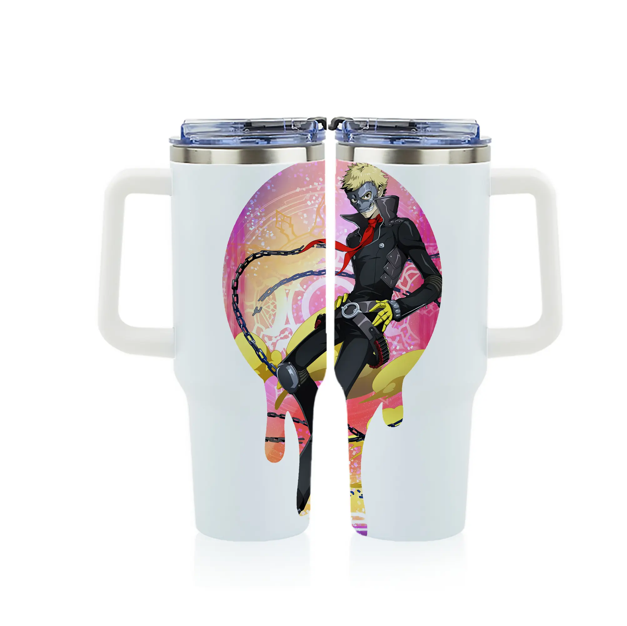 ペルソナ グッズ,坂本竜司 - 1200mL フルプリント車用タンブラー ・ 304ステンレス 内側 ・ 201ステンレス 外側 ・ 保温 保冷 ・ 通勤 ドライブ アウトドア用