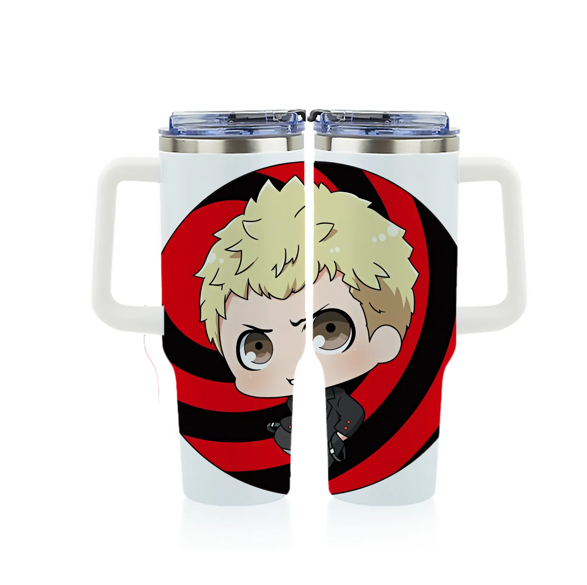 ペルソナ グッズ,坂本竜司 - 1200mL フルプリント車用タンブラー ・ 304ステンレス 内側 ・ 201ステンレス 外側 ・ 保温 保冷 ・ 通勤 ドライブ アウトドア用