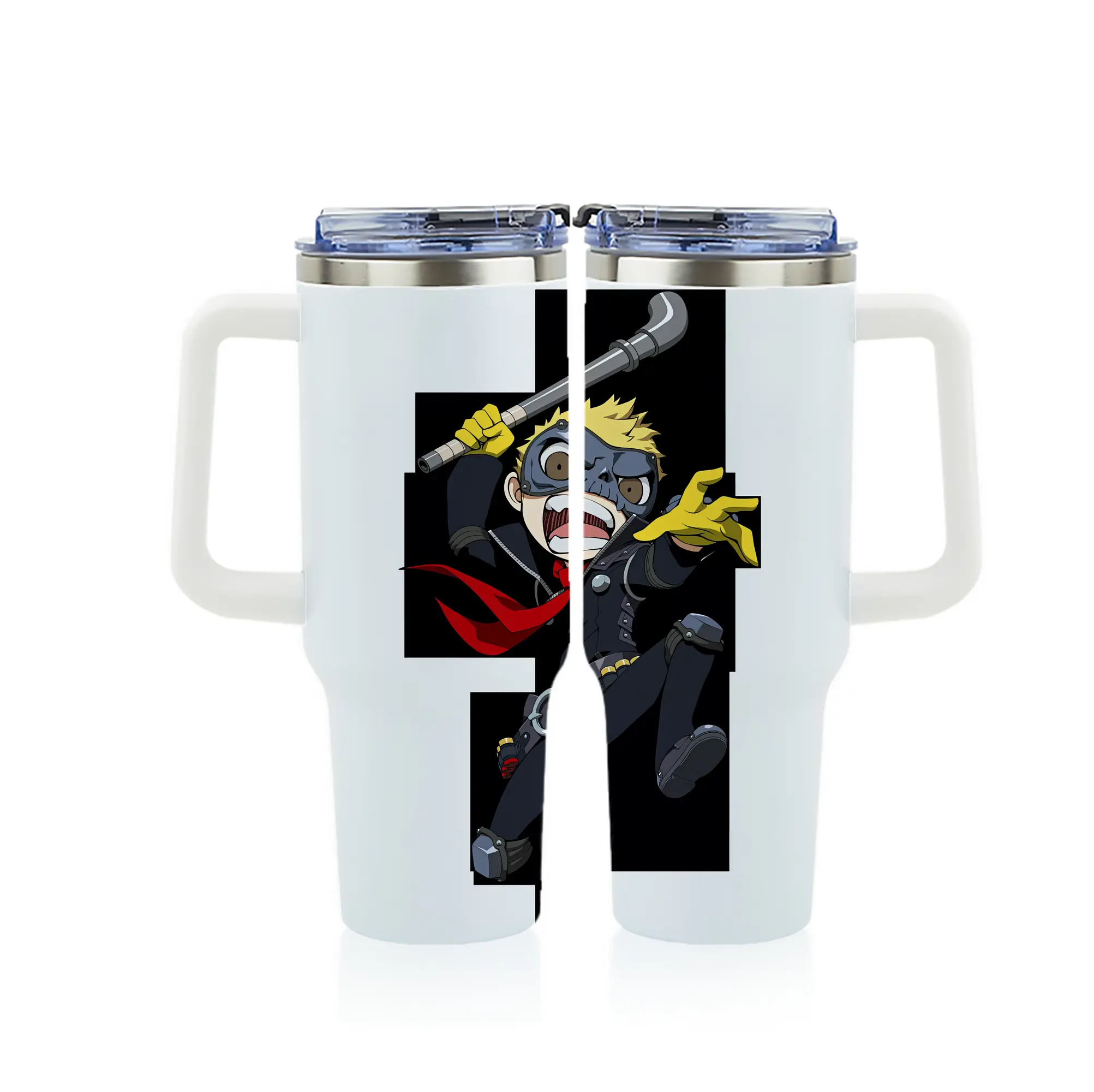 ペルソナ グッズ,坂本竜司 - 1200mL フルプリント車用タンブラー ・ 304ステンレス 内側 ・ 201ステンレス 外側 ・ 保温 保冷 ・ 通勤 ドライブ アウトドア用