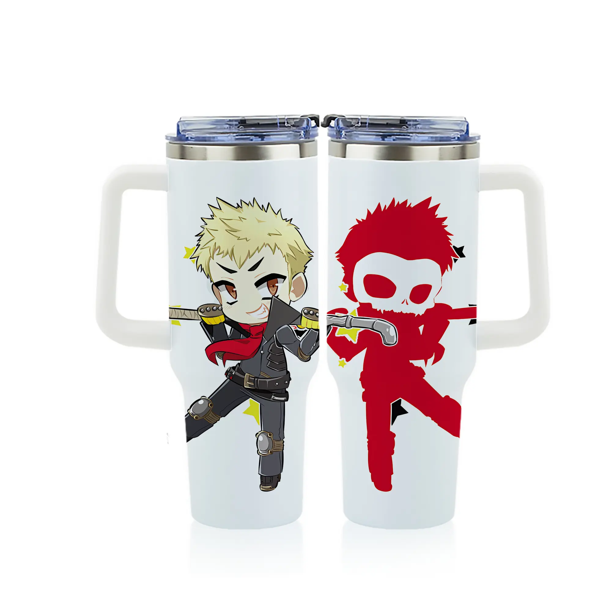 ペルソナ グッズ,坂本竜司 - 1200mL フルプリント車用タンブラー ・ 304ステンレス 内側 ・ 201ステンレス 外側 ・ 保温 保冷 ・ 通勤 ドライブ アウトドア用