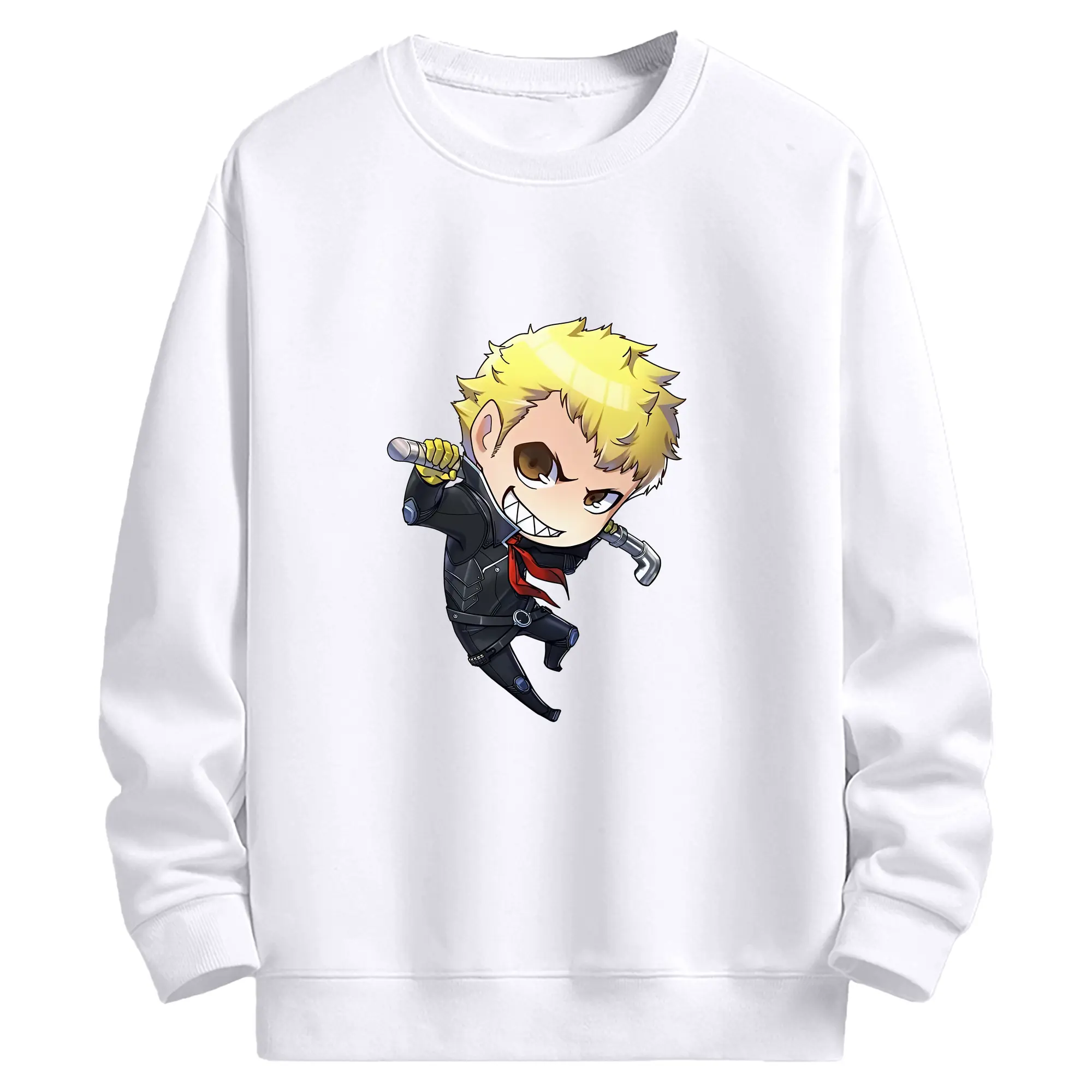 ペルソナ グッズ,坂本竜司 - 高品質 クルーネック スウェット ・ コットン59％ ポリエステル41％ ・ ユニセックス 長袖 トレーナー ・ カジュアル デイリー スポーツ 散歩用