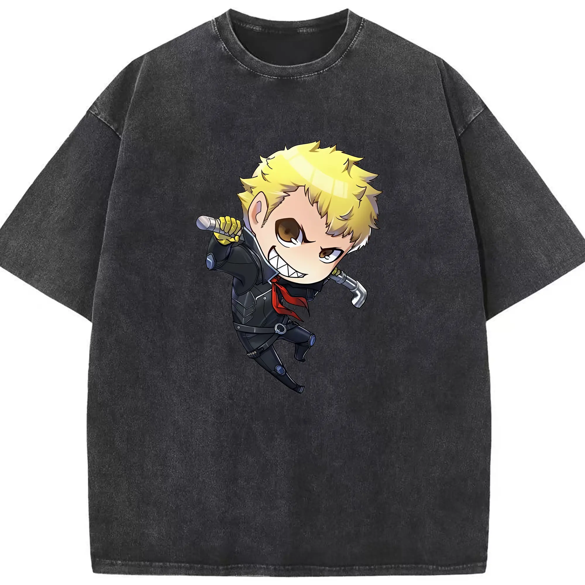 ペルソナ グッズ,坂本竜司 - 綿100％ ヴィンテージ風 半袖Tシャツ ・ フロントプリント ・ 柔らか肌触り ・ 通気性 快適 ・ スポーツ カジュアル 外出用