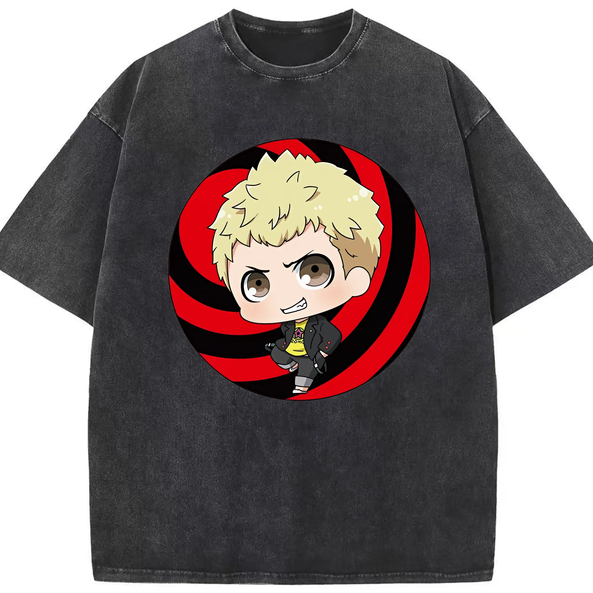 ペルソナ グッズ,坂本竜司 - 綿100％ ヴィンテージ風 半袖Tシャツ ・ フロントプリント ・ 柔らか肌触り ・ 通気性 快適 ・ スポーツ カジュアル 外出用