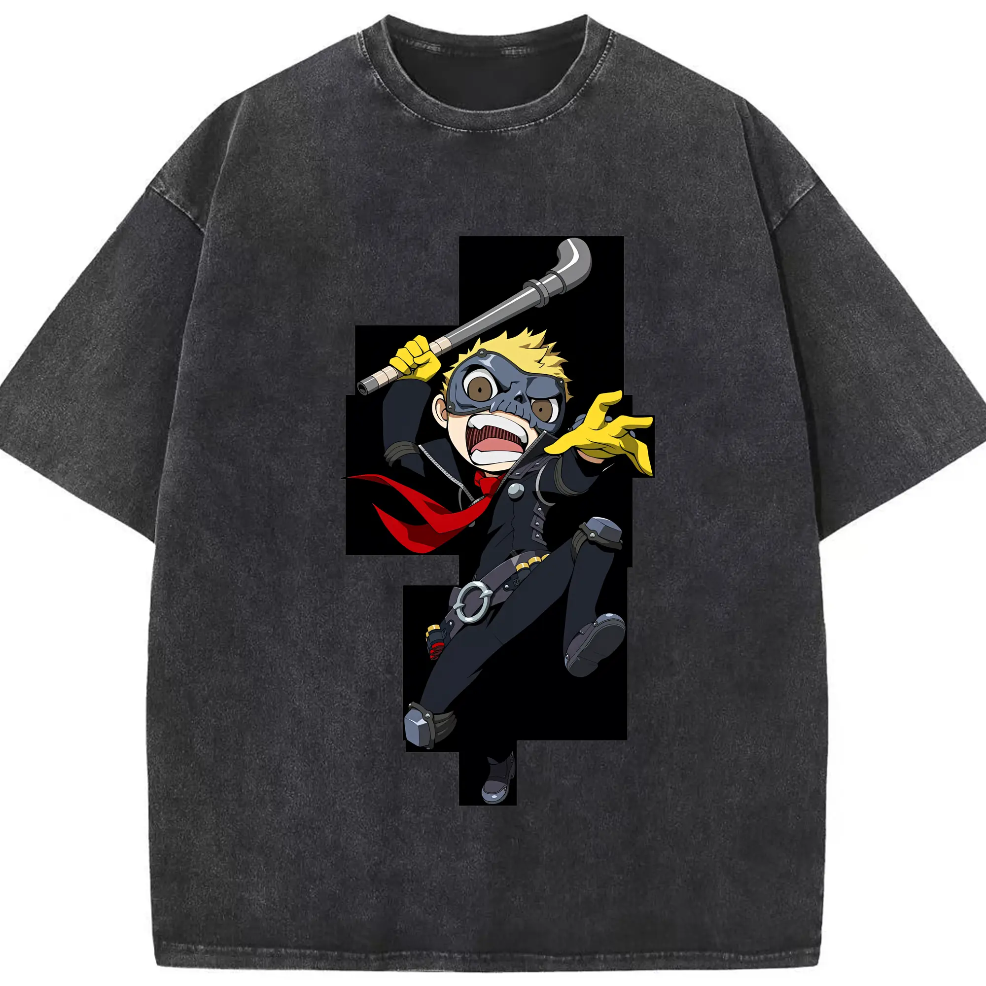 ペルソナ グッズ,坂本竜司 - 綿100％ ヴィンテージ風 半袖Tシャツ ・ フロントプリント ・ 柔らか肌触り ・ 通気性 快適 ・ スポーツ カジュアル 外出用